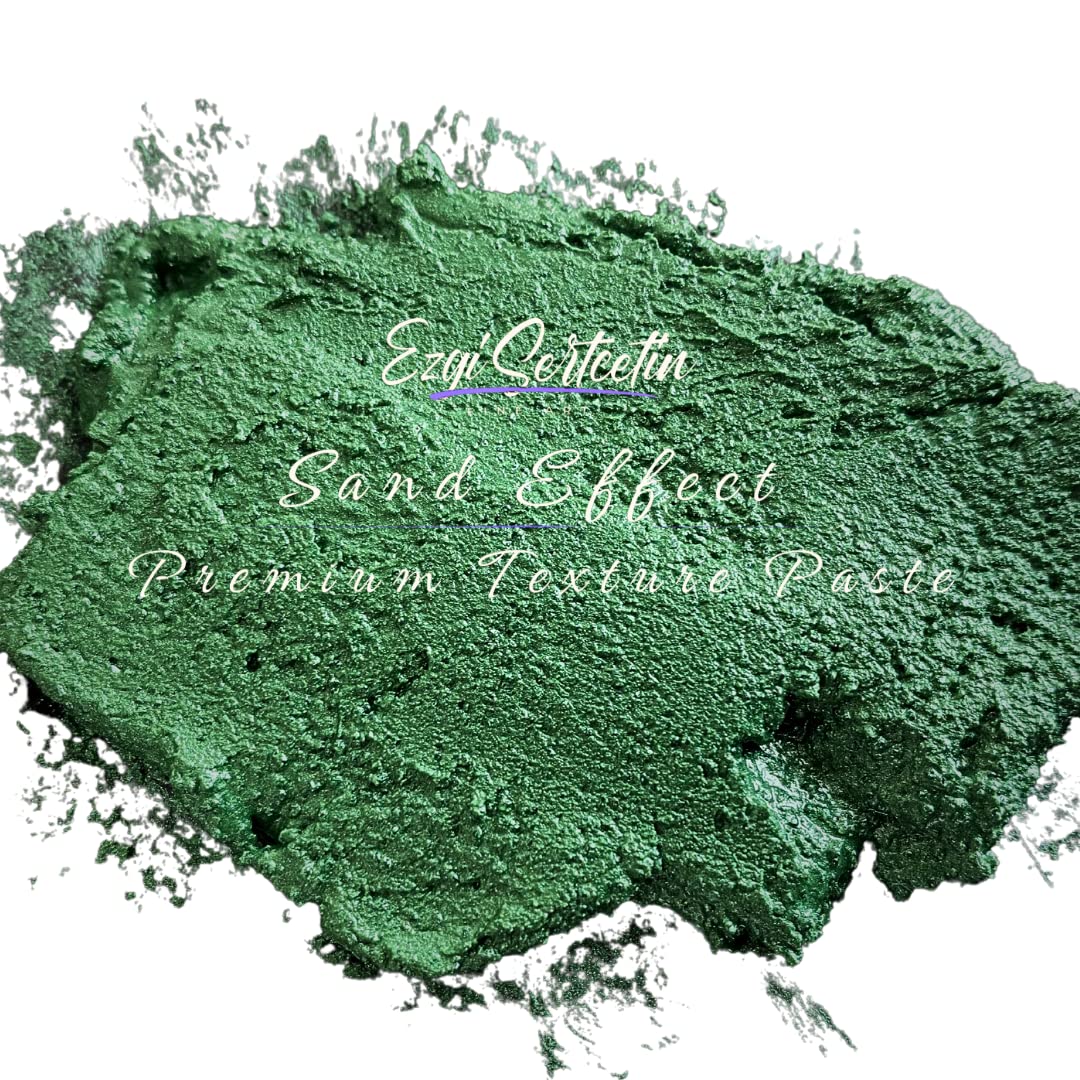 Premium Sand Effect Texture Paste | 6oz by Volume | Unique Metallic Colors | Excellent Sand Texture Effect | by Ezgi Sertcetin (Metallic Kaitoke Green)