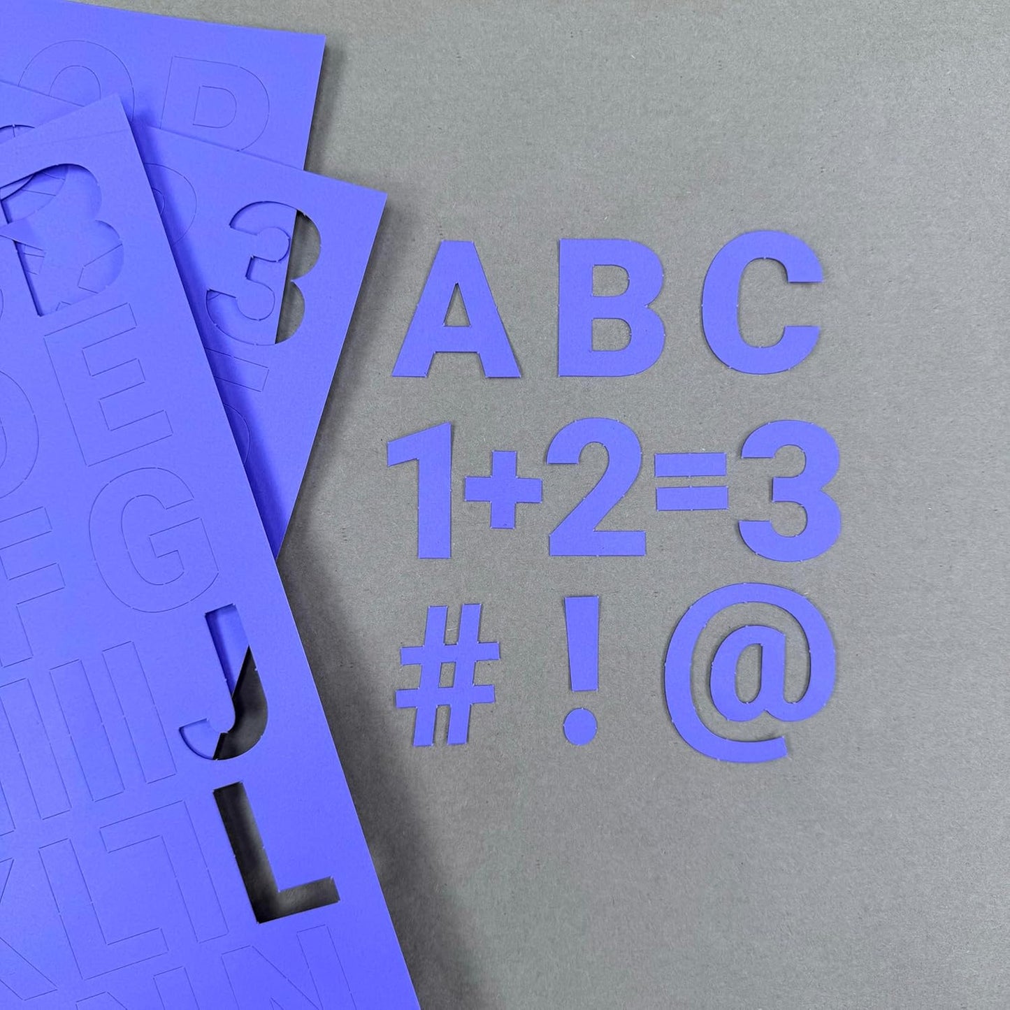 FreshCut Crafts 636 Pcs 1.5 in. Purple Bulletin Board Letters & Numbers, Capital Alphabet Letters, Numbers, Punctuation, US Made Card Stock Punch Out Letters for Posters, Bulletin Boards, Classroom