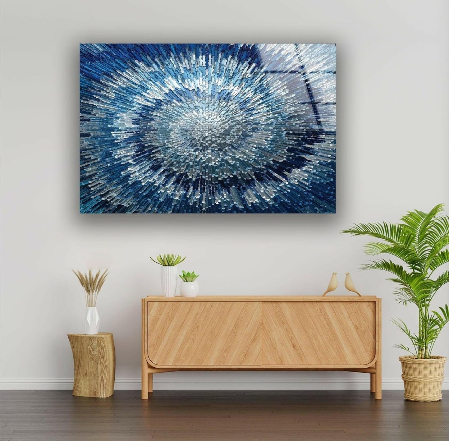 My Photostation.com 48Wx32H'' Abstract Blue Textured Glass Wall ArtTempered Glass Printing Wall Decor Large Wall Art Wall Hangings