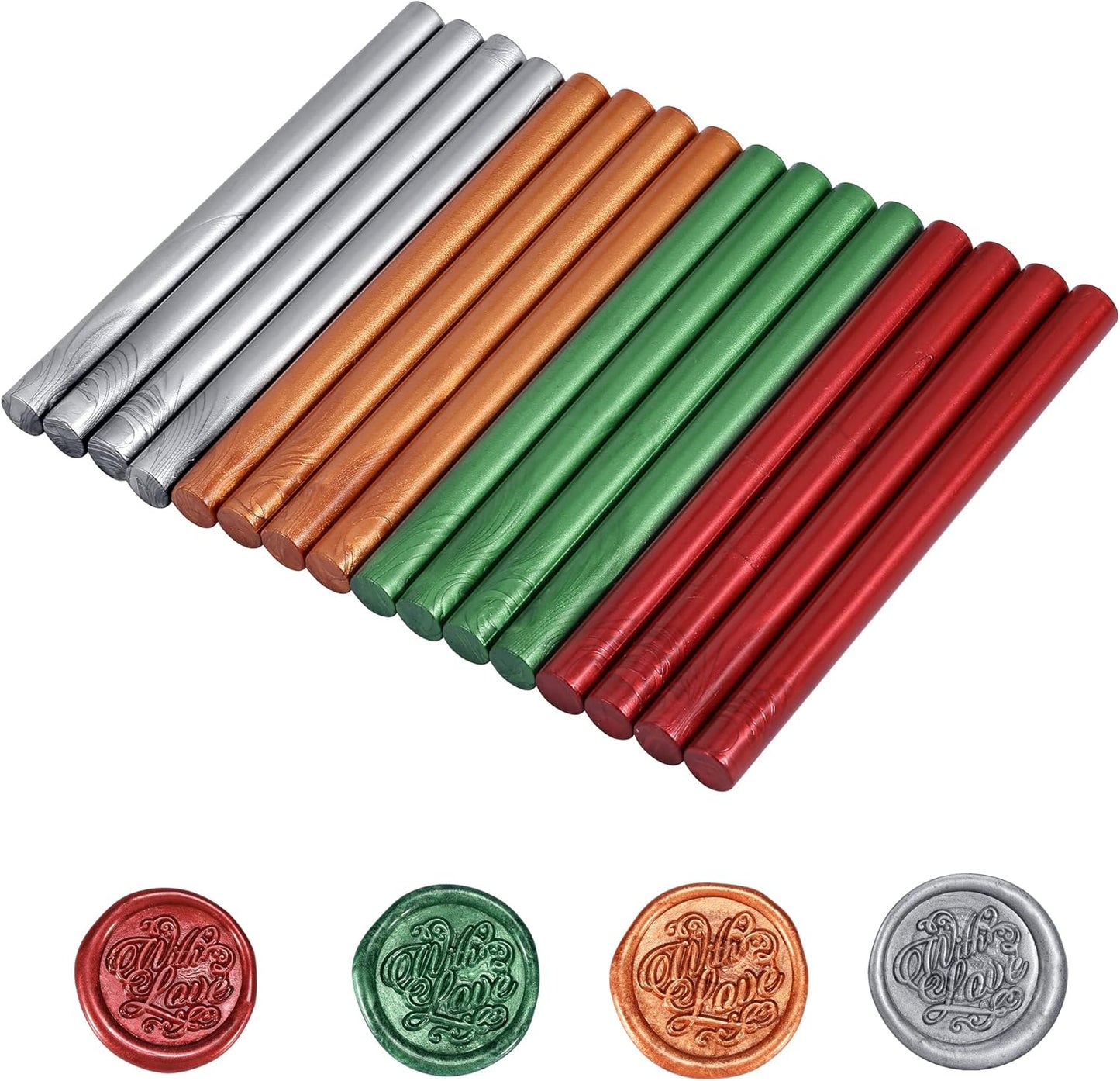 Yoption 16 Pack Christmas Glue Gun Sealing Wax Sticks for Wax Seal Stamp, Great for Wedding Invitations, Cards, Envelopes (Christmas Series Color)