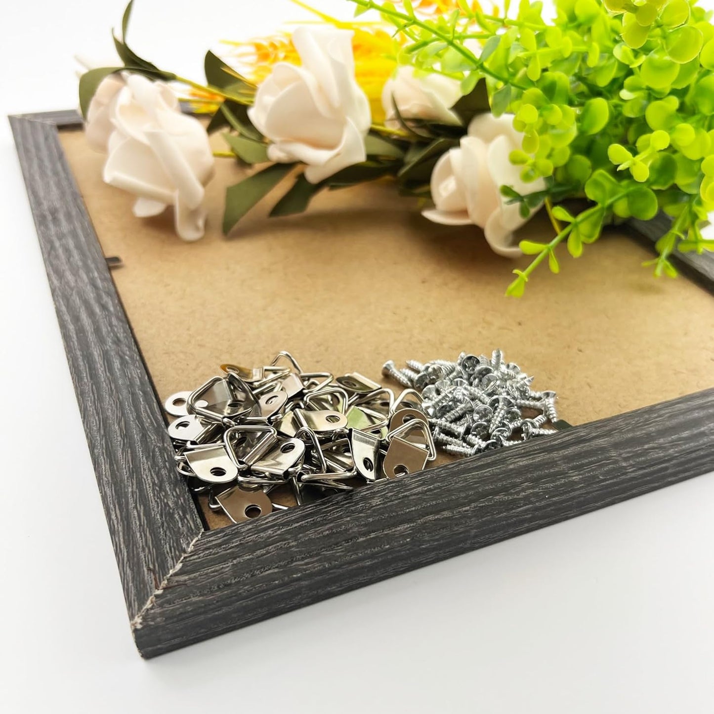 Silver Triangle Ring Picture Hangers (100 Pack) with Screws for Hanging Frames, Paintings, Artwork, Photos on Drywall