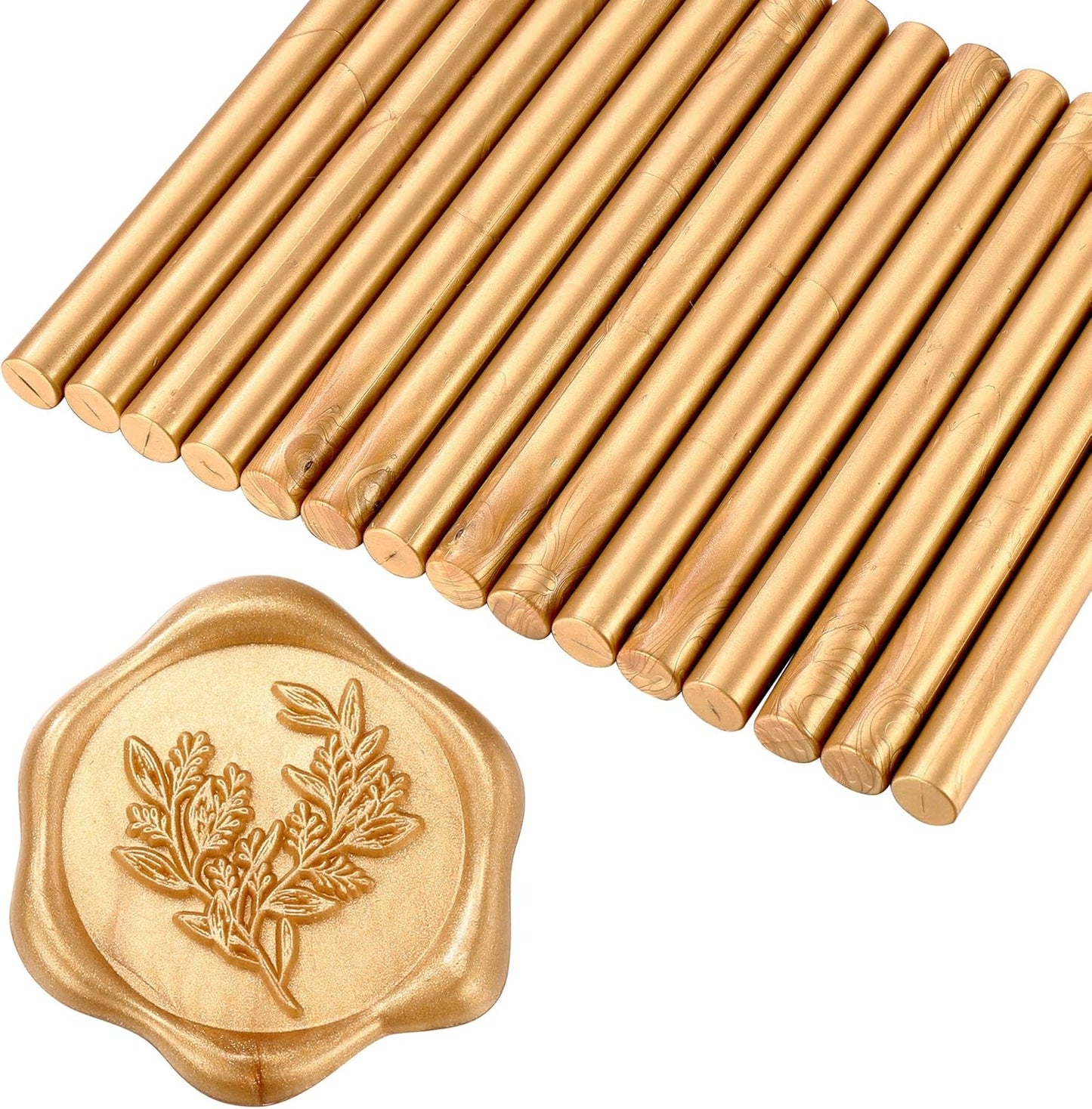 Yoption 15 Pieces Light Gold Glue Gun Sealing Wax Sticks for Wax Seal Stamp, Great for Wedding Invitations, Envelopes, Cards, Christmas Gift Ideas, Wine Packages (Light Gold)