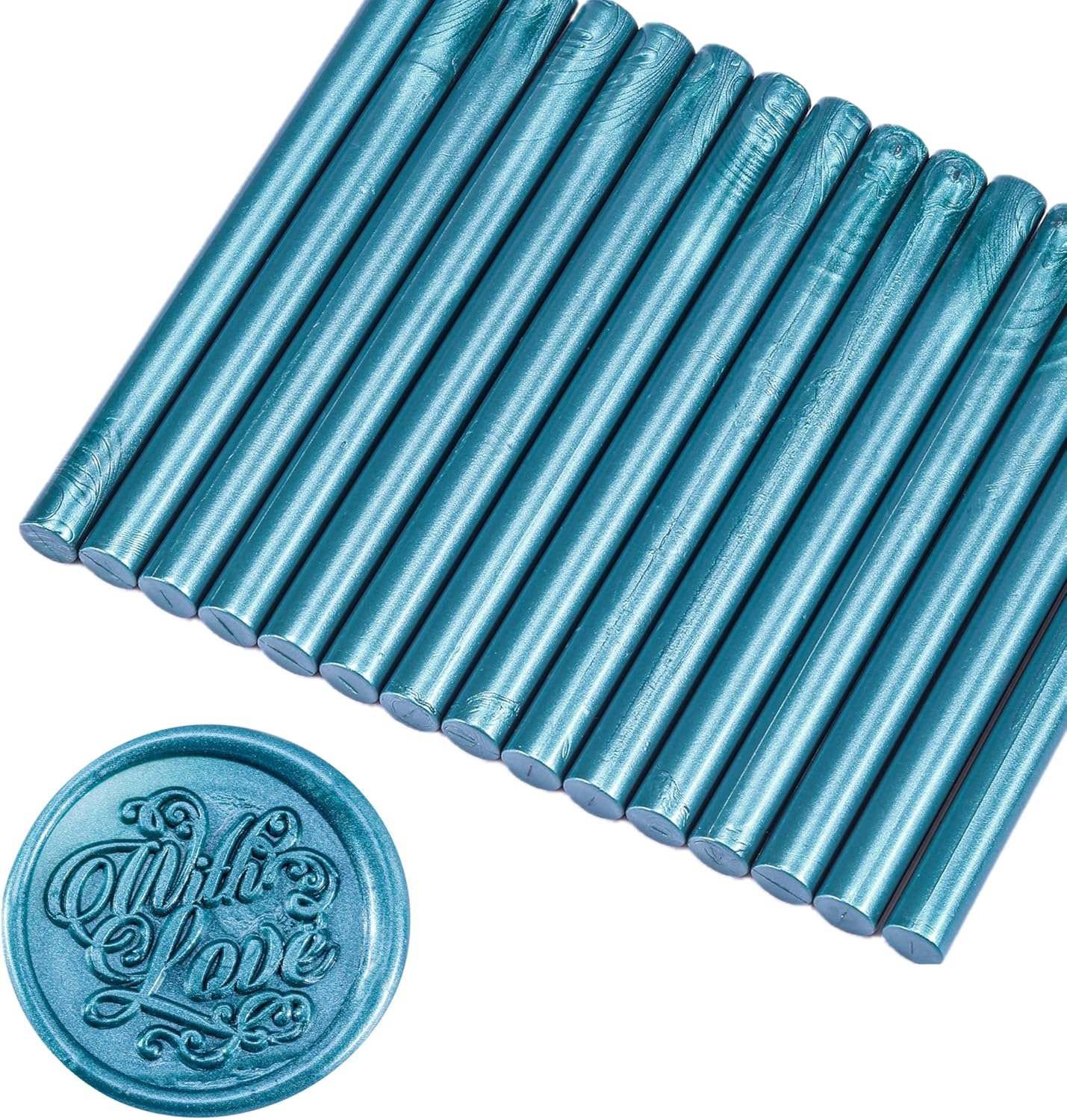 Yoption 15 Pieces Glue Gun Sealing Wax Sticks for Wax Seal Stamp, Great for Wedding Invitations, Envelopes, Cards, Christmas Gift Ideas, Wine Packages (Teal Blue)