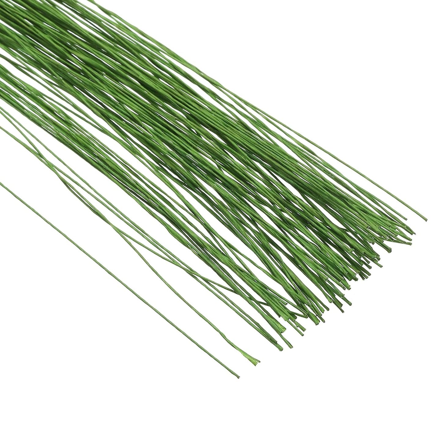 PATIKIL 30 Gauge 16" Floral Stem Wire, 100 Pcs Paper Wrapped Iron Artificial Flower Stem Accessories for DIY Bouquet Stem and Craft Decoration, Light Green