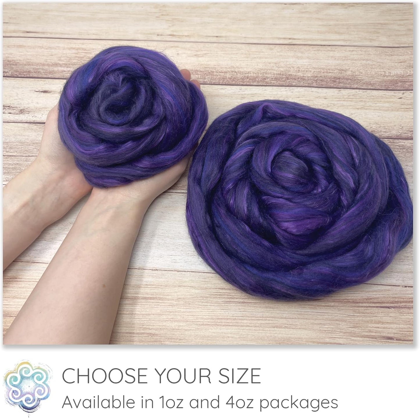 Merino Silk Luxe Tonal Designer Blend. Superfine Merino, Mulberry Silk, Tussah Silk. Top Roving for Spinning or Felting. Regal Amethyst 4oz