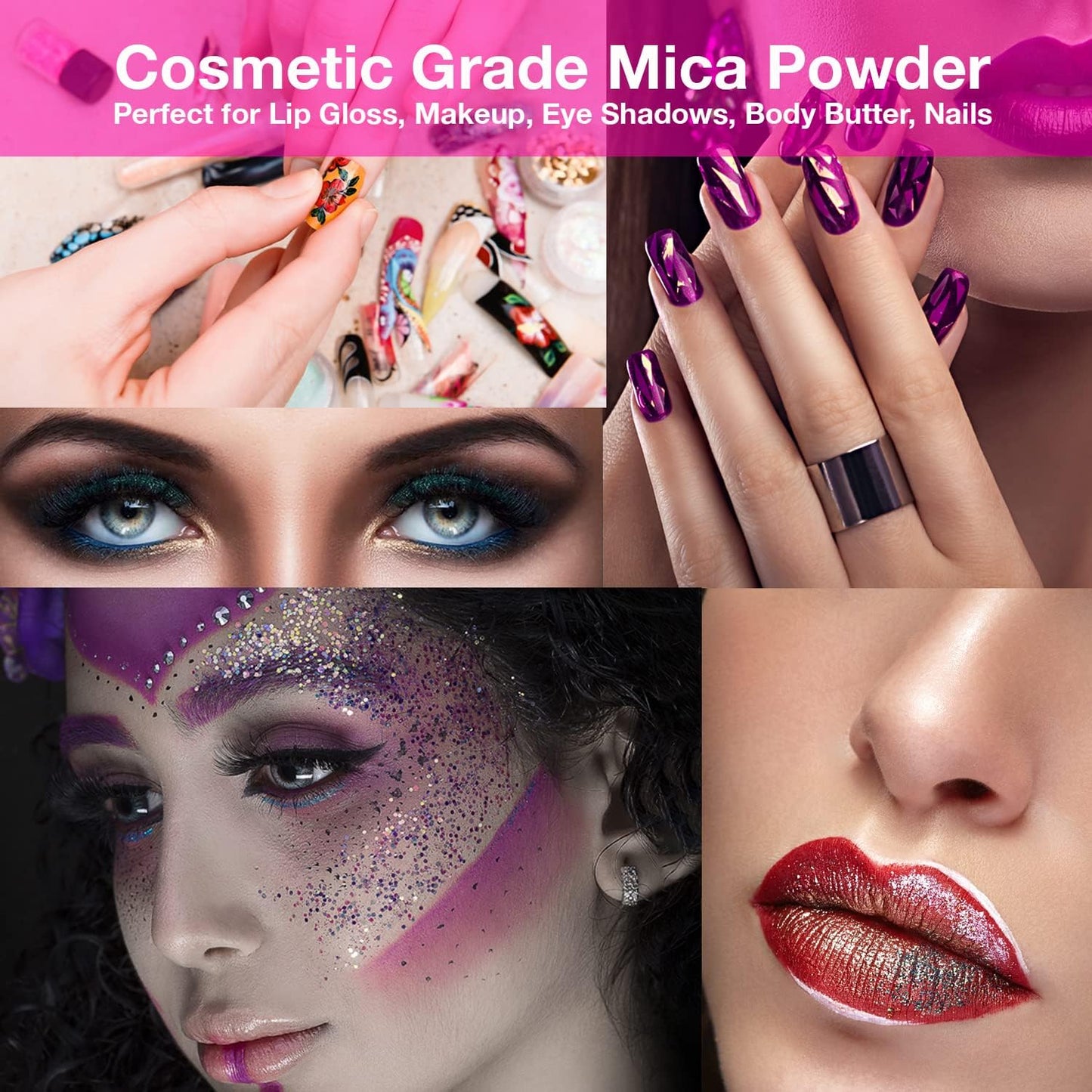 BALTIC DAY - Mica Powder, 100 Colors - Mica Powder for Epoxy Resin - Epoxy Resin Color Pigment Powder - Pigments for Soap Making, Candle, Slime, Lip Gloss, Nails, Paint, Acrylics