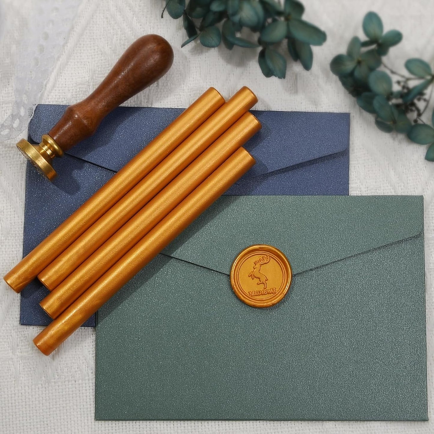 Amber Gold Wax Seal Sticks for Standard Size Hot Melting Glue Gun - Pack of 12