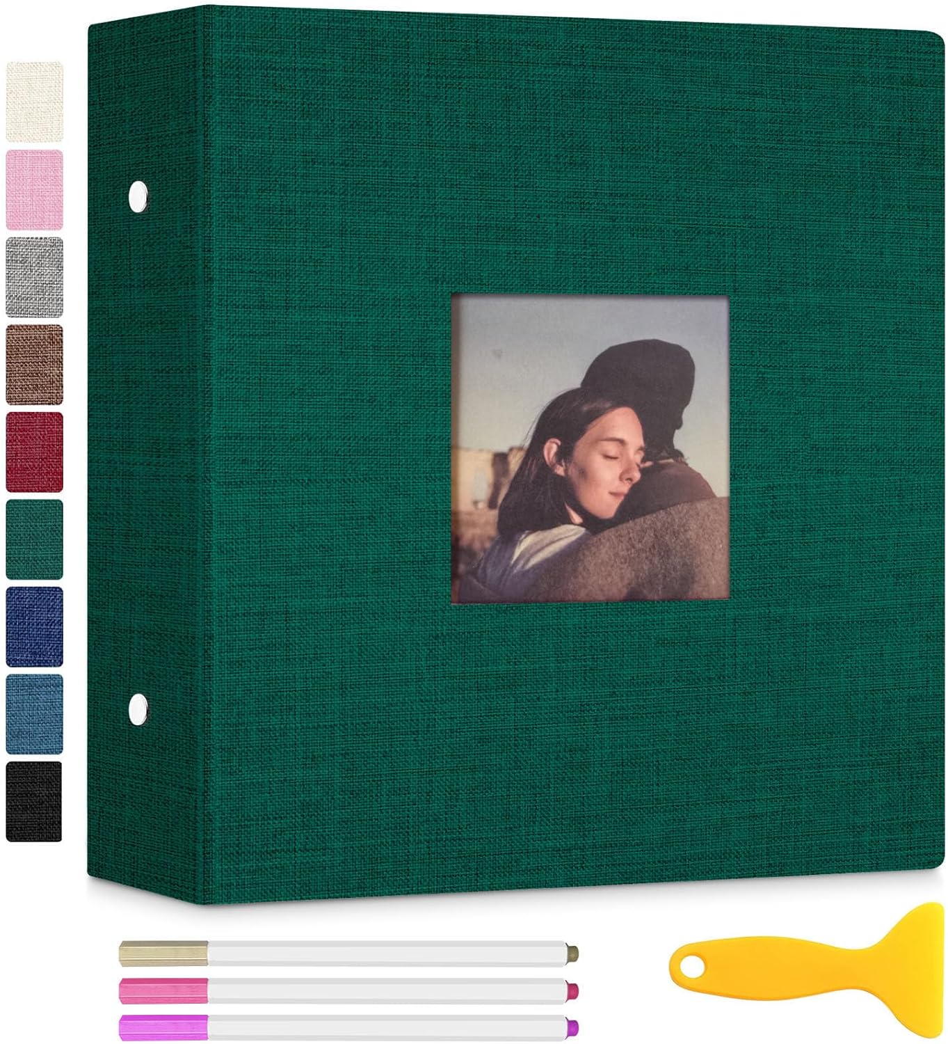 Zesthouse 18 In Photo Album Self Adhesive with Picture Display Window, 3-Ring Scrapbook Albums 60 Pages Holds 10x12 8x10 5x7 4x6 Photos, DIY Photo Book Ideal Gift for Family Wedding Baby