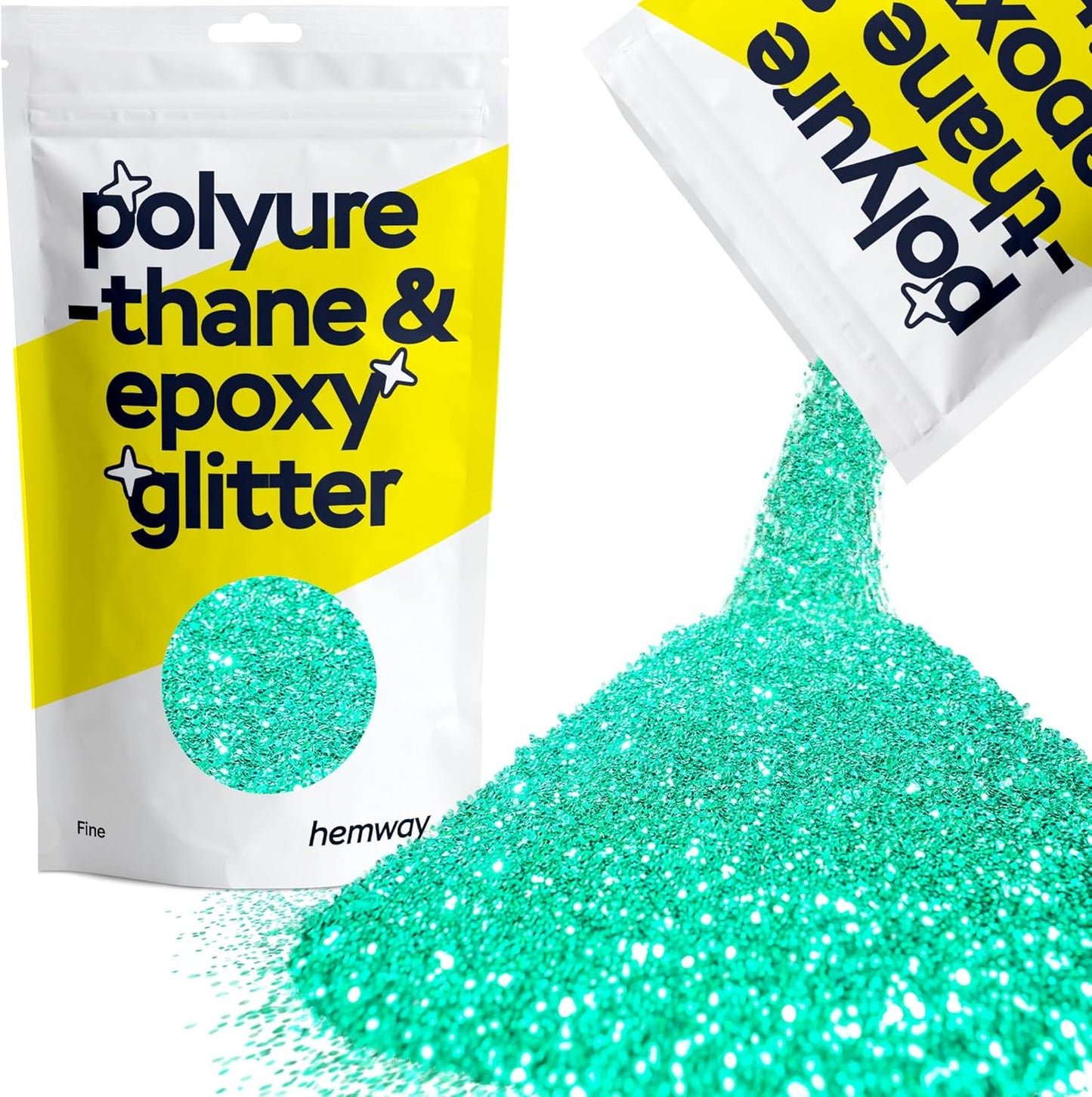 Hemway Polyurethane & Epoxy Resin Glitter 100g / 3.5oz Metallic Crystal Flake Additive for Flooring Jewelry Tumblers Glass Pigment - Fine (1/64" 0.015" 0.4mm) - Turquoise Blue
