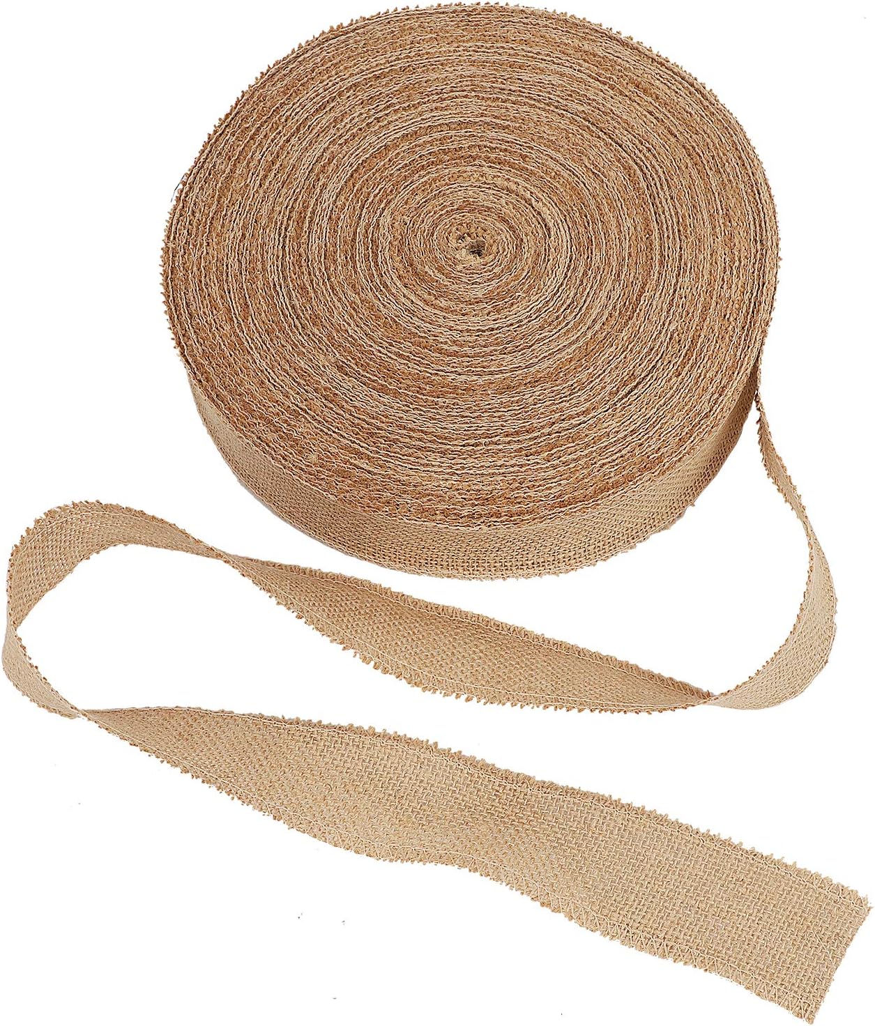 KINJOEK 3 Inch Wide 54 Yards Burlap Ribbon, Natural Jute Fabric Ribbon Crafts Ribbon for Christmas Wedding Gifts Burlap Fabric DIY for Decoration
