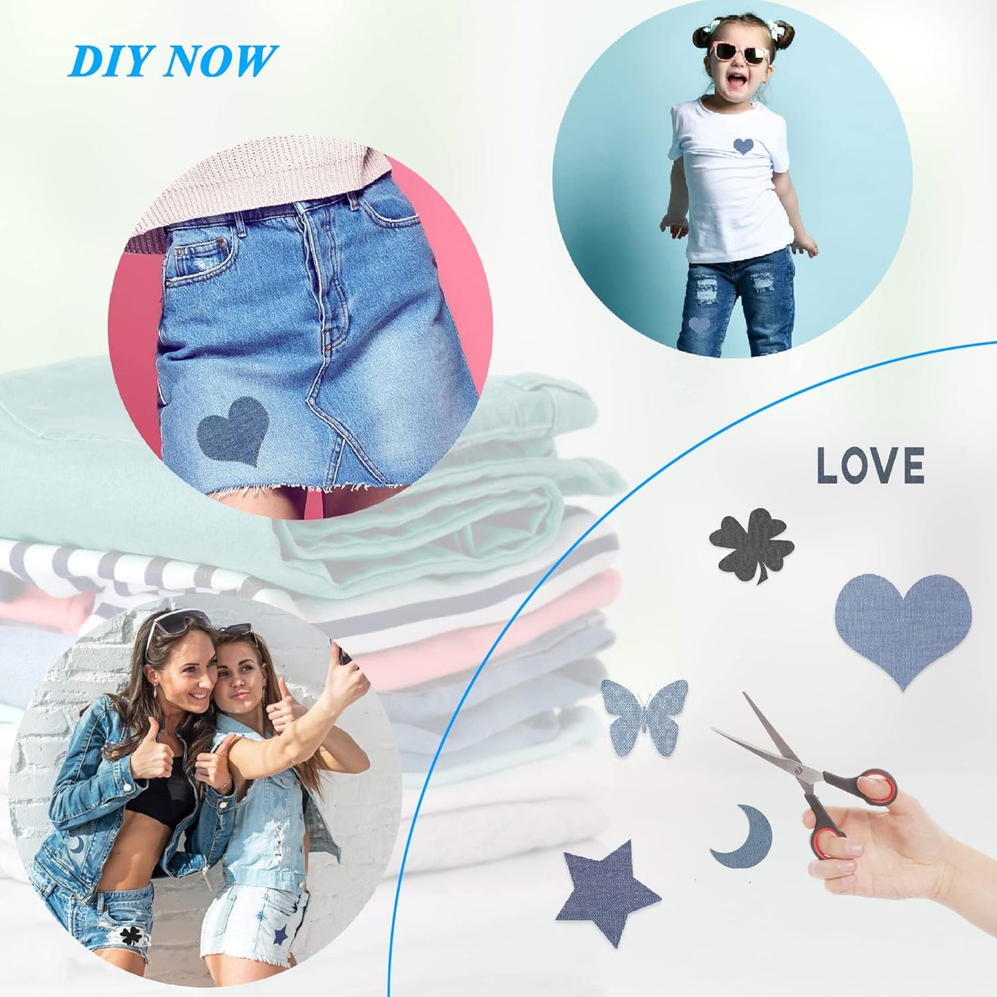 12PCS Fabric Iron on Patches Inside & Outside Strong Glue 100% Cotton Repair Patch for Clothes Pants Mending and Decorating, Grey