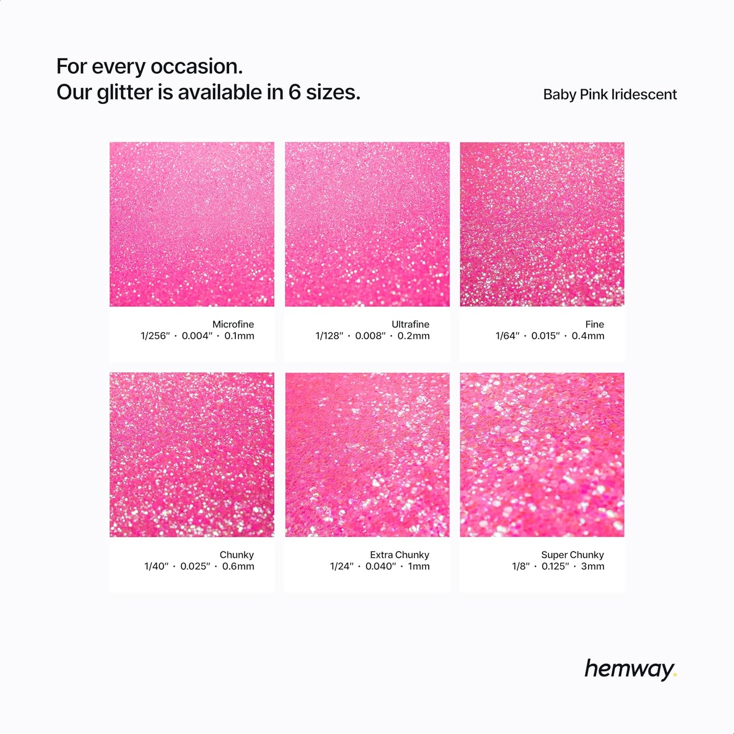 Hemway Polyurethane & Epoxy Resin Glitter 100g / 3.5oz Metallic Crystal Flake Additive for Flooring Jewelry Tumblers Glass Pigment - Extra Chunky (1/24" 0.040" 1mm) - Baby Pink Iridescent