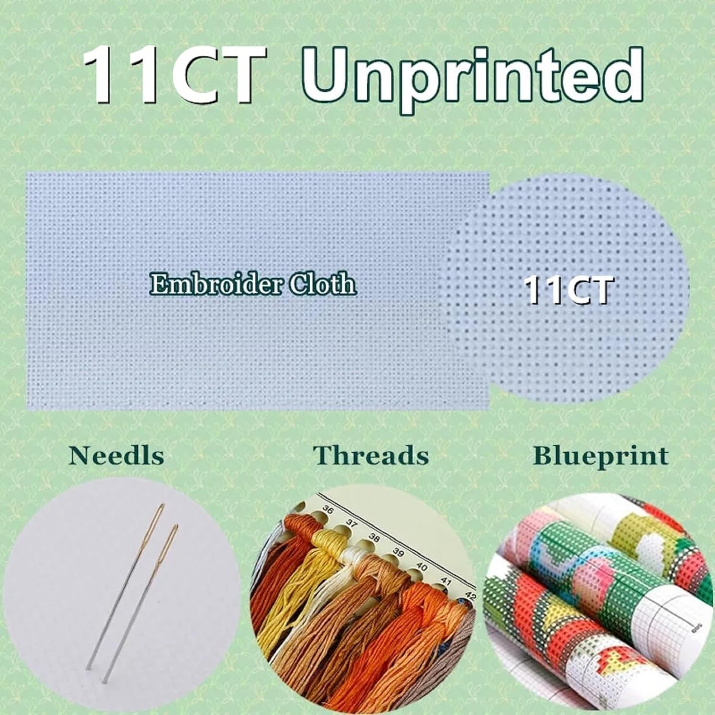 DMCXART Counted Cross Stitch Kits for Adults Needlepoint Kits Unprinted Cross Stitching Embroidery Kit 11CT Cross Stitch Supplies-Magic Rainbow Flowers 18x18 inch