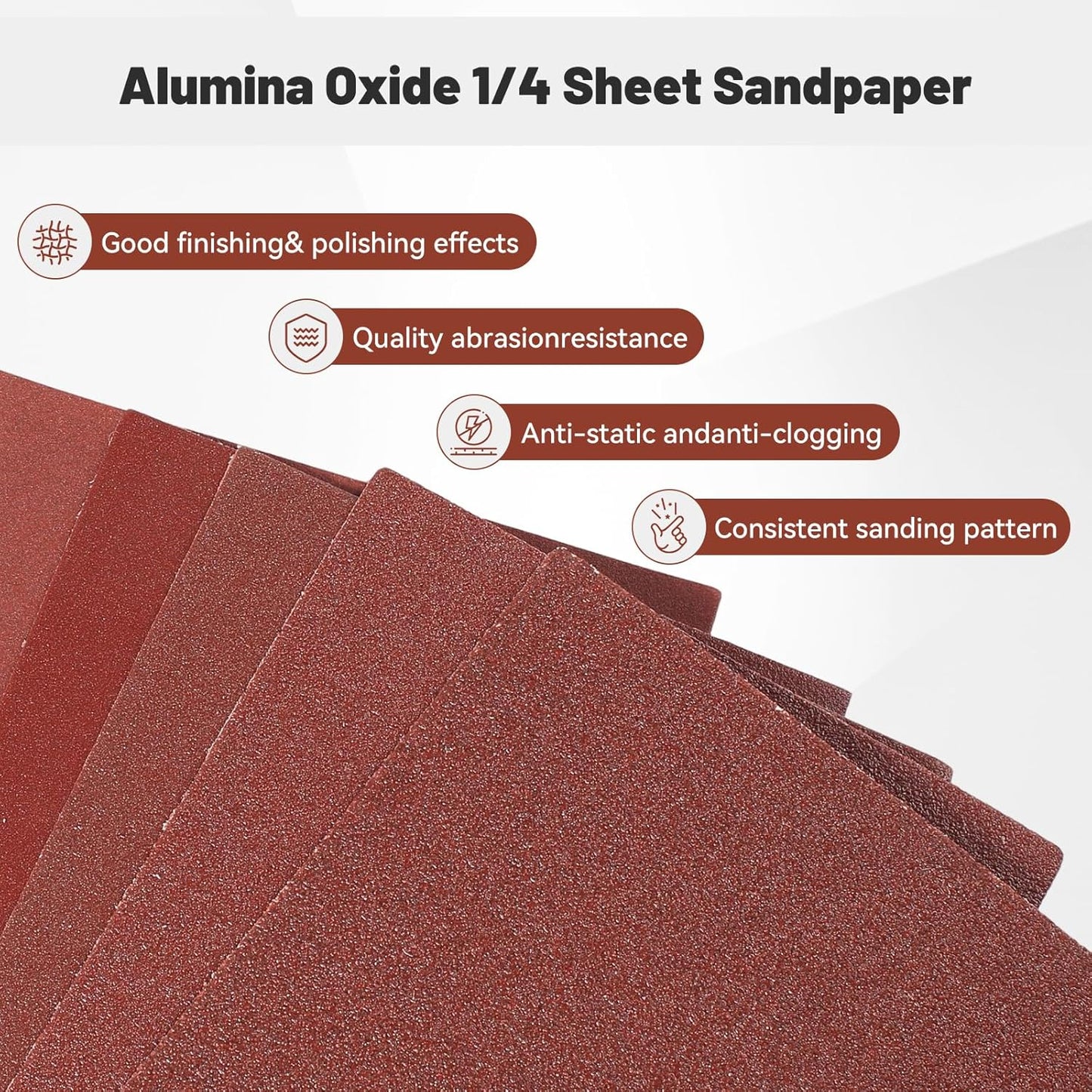 1/4 Sandpaper Sheet,4-1/2"*5-1/2" Assorted 60-80-120,50PACK