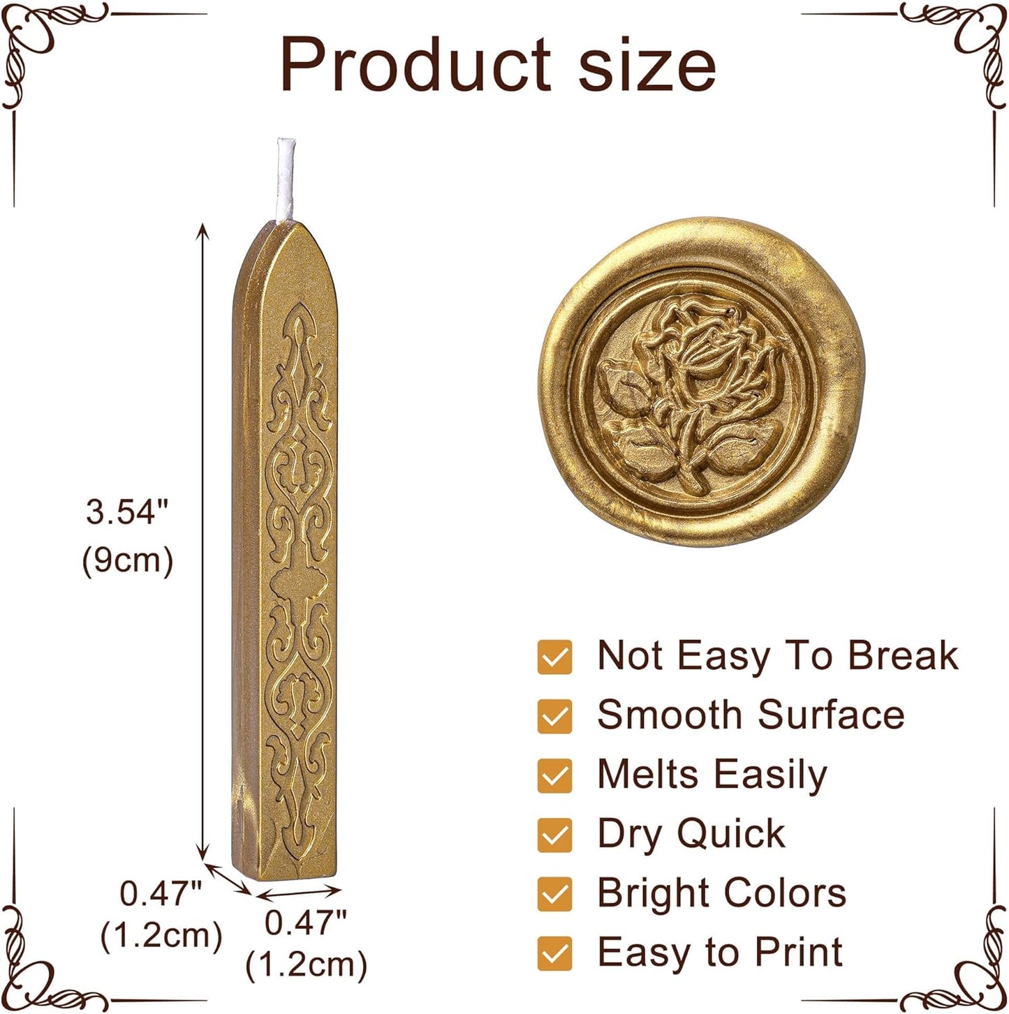Yoption 12Pcs Sealing Wax Sticks with Wicks, Antique Gold Totem Fire Manuscript Seal Wax Sticks for Wax Seal Stamp (Antique Gold)