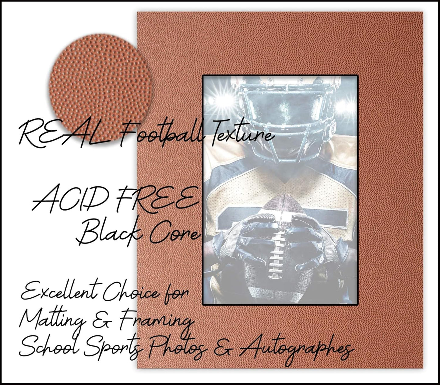 Poster Palooza Pack of TEN 8x10 Mats Bevel Cut for 6x8 Photos - Acid Free Football Texture Precut Matboards For Pictures, Photos, Framing - 4-ply Thickness