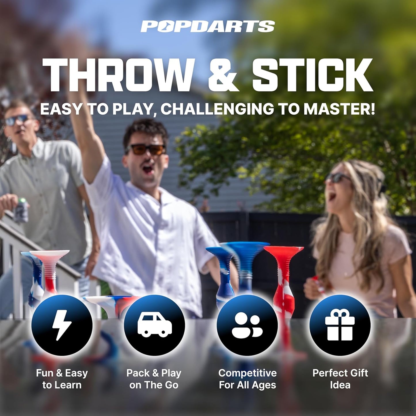 Popdarts PRO Pack Game Set (Pink & Gray) - Indoor, Outdoor Suction Cup Throwing Game - Competition with a POP