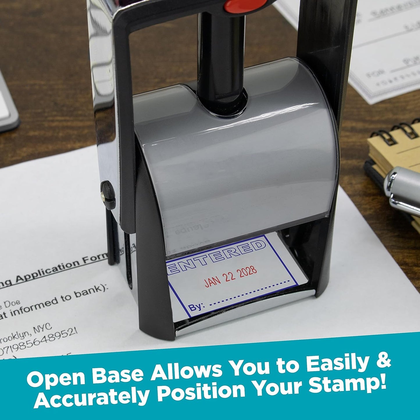 MaxMark Heavy Duty Self Inking Date Stamp with Phrase Posted - Red Ink