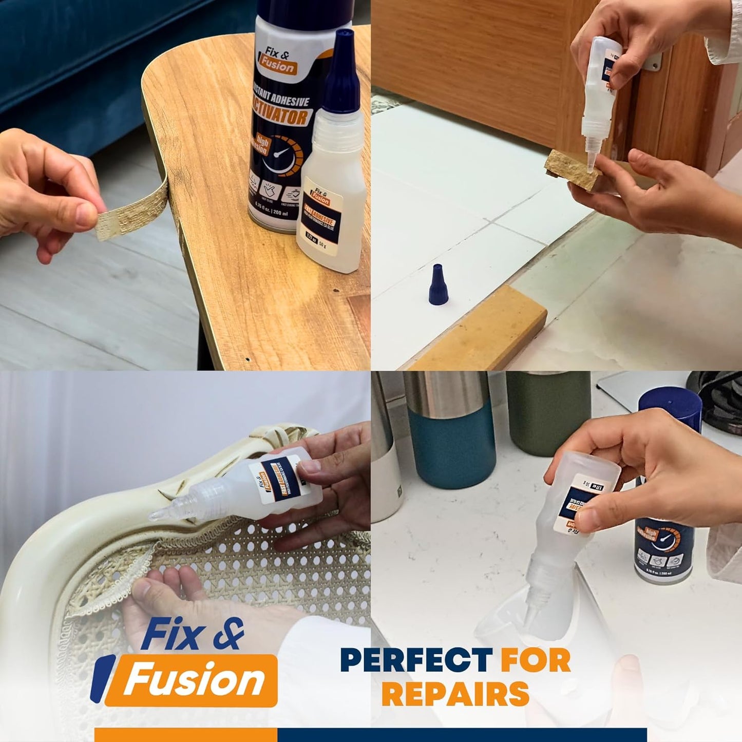 FIX & FUSION Ca Super Glue (1.77 Oz), Fast Adhesive/Cyanoacrylate Glue for Woodworking, Plastic, Rubber, Granite, DIY & Industrial, (5 Pack)