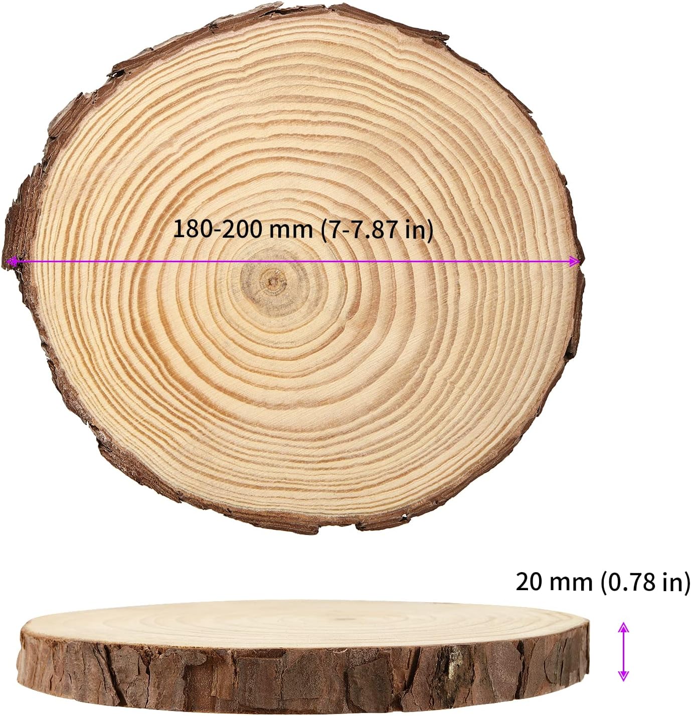 JEUIHAU 8 PCS 7-7.9 Inches Natural Unfinished Wood Slices, Round Wooden Tree Bark Discs, Wooden Circles for DIY Crafts, Christmas, Rustic Wedding Ornaments