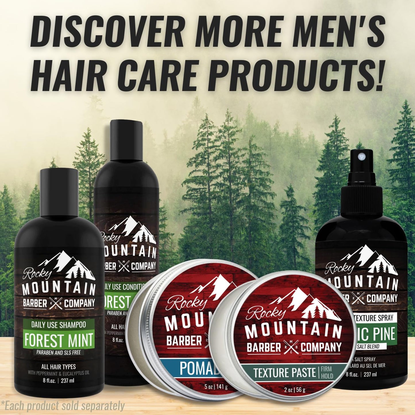 Rocky Mountain Barber Company Pomade for Men - 5 oz Tub Classic Styling Product with Strong Firm Hold for Side Part, Pompadour & Slick Back Looks – High Shine & Easy to Wash Out – Water Based