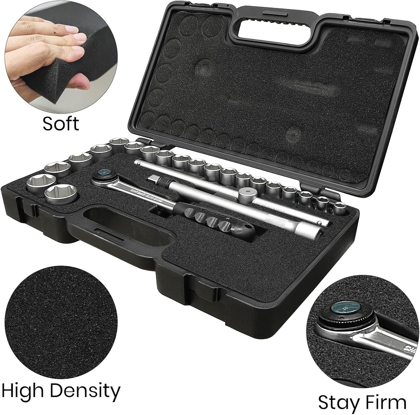 6 Pcs 16 x 12 x 1.5 Inches Polyurethane Foam - Packing Foam Inserts for Cases Black Craft Foam Sheets for Packing Padding 1.5 Inch Thick for Camera Toolbox Storage