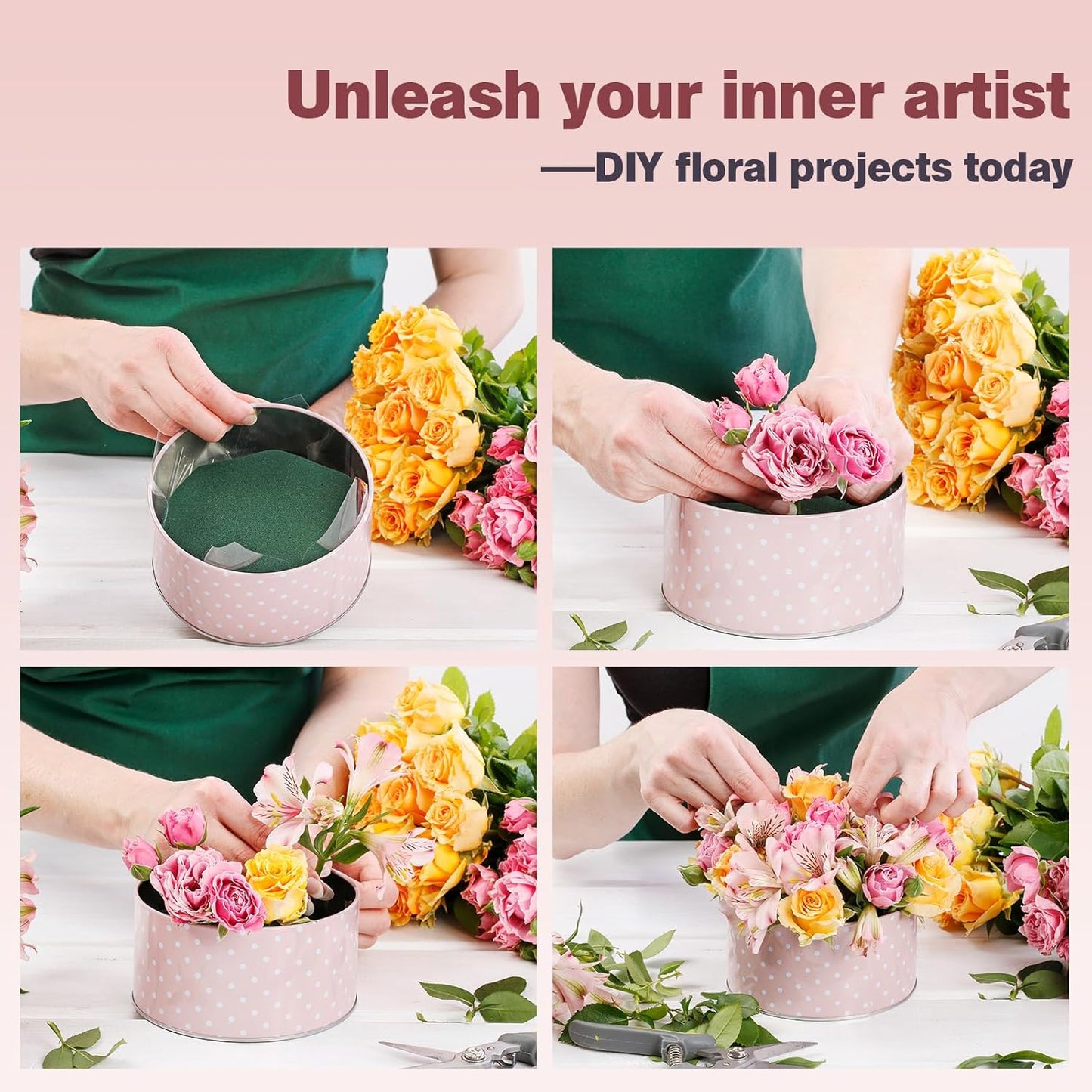 New 2025 6-Pack Floral Foam Blocks, Florist Green Foam for Flower Arrangements, Wet & Dry Styrofoam for Fresh and Artificial Flowers, Premium Plant Sponge Foam for Planters (5.5"L X 3.1"W X 1.6"H)