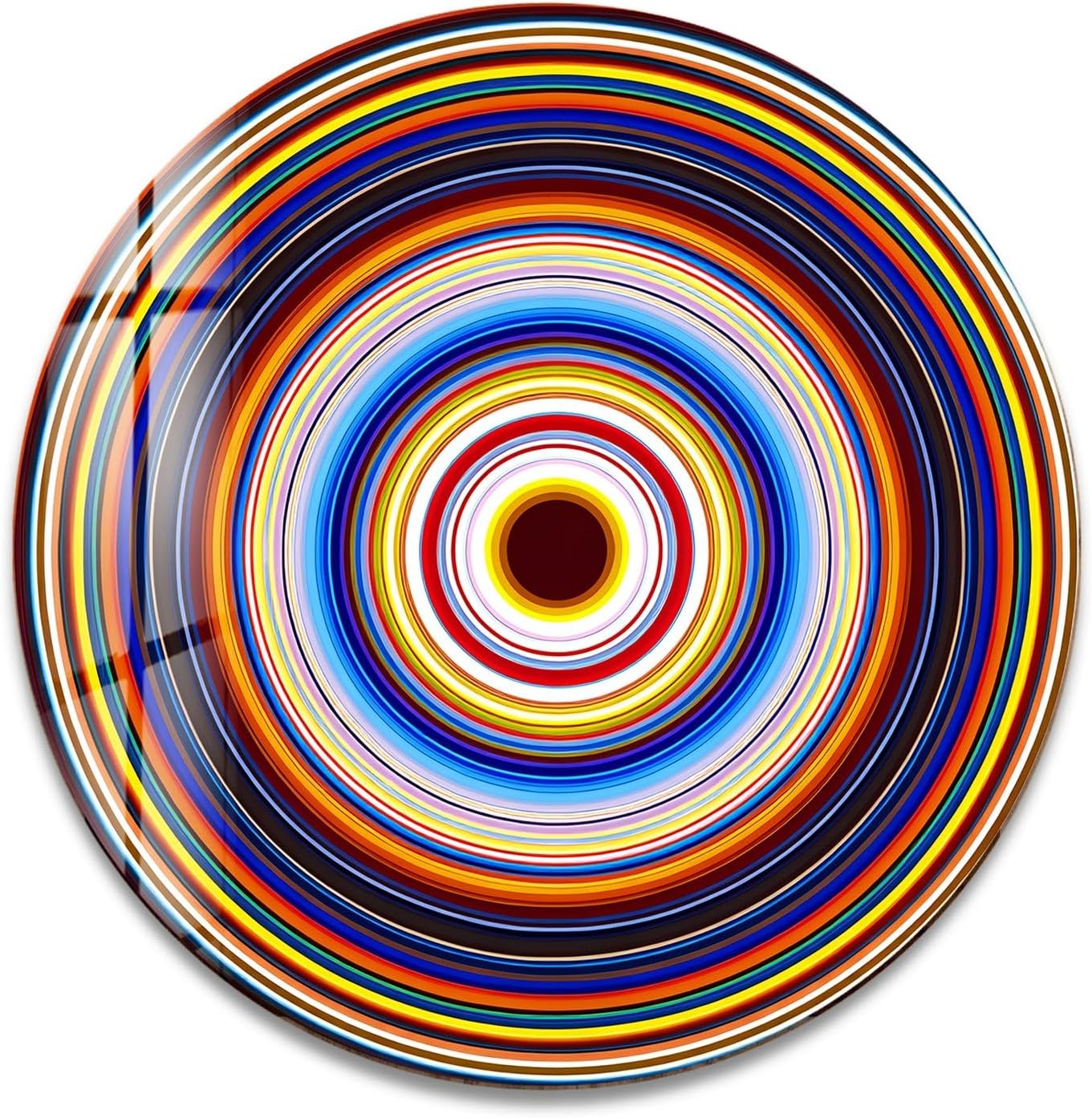 My Photostation.com 15.8''(40cm) Diameter Colorful Concentric Circles Round Glass Wall Art Tempered Glass Printing Wall Decor Large Wall Art Wall Hangings