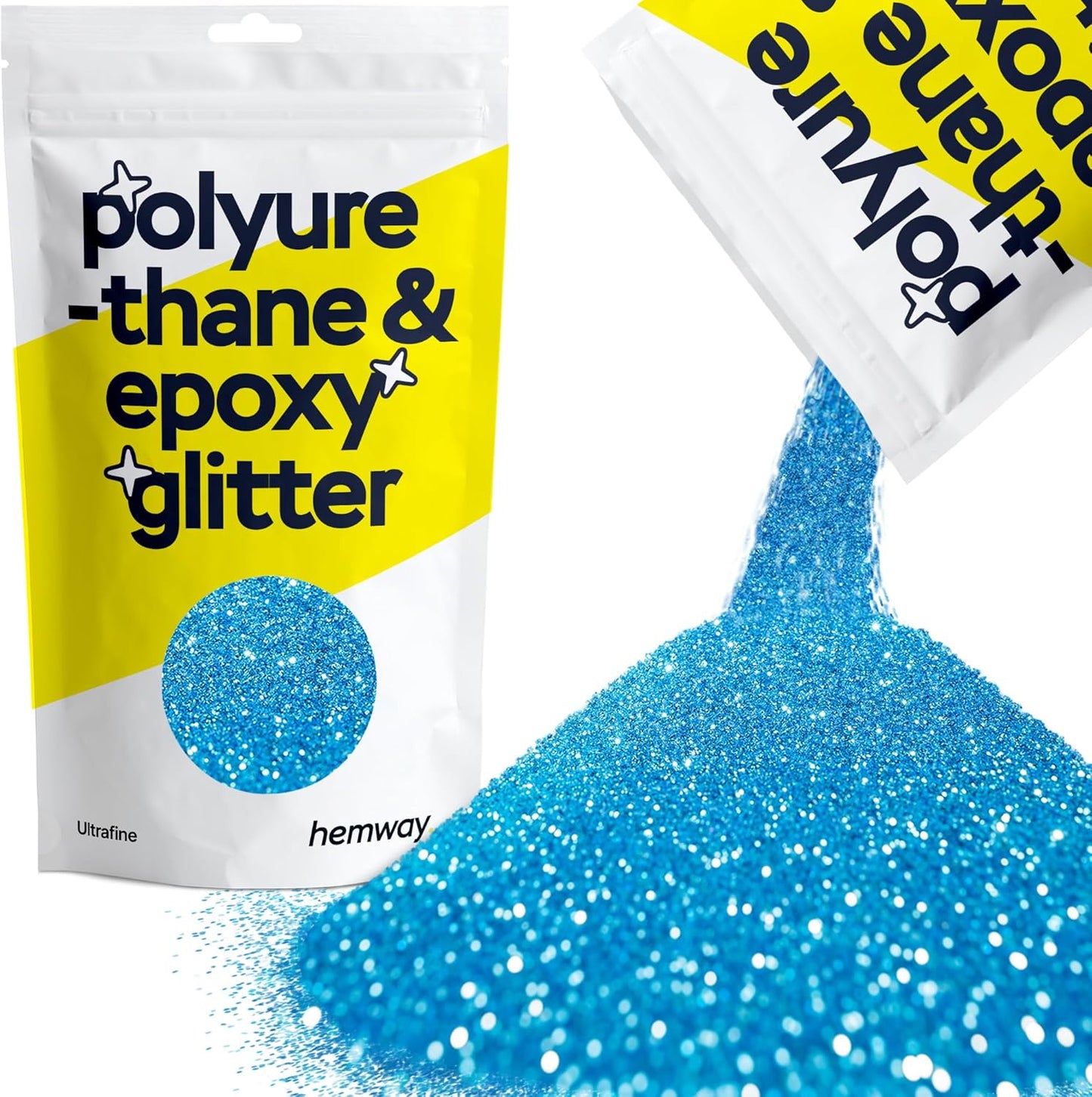 Hemway Polyurethane & Epoxy Resin Glitter 100g / 3.5oz Metallic Crystal Flake Additive for Flooring Jewelry Tumblers Glass Pigment - Ultrafine (1/128" 0.008" 0.2mm) - Ocean Blue