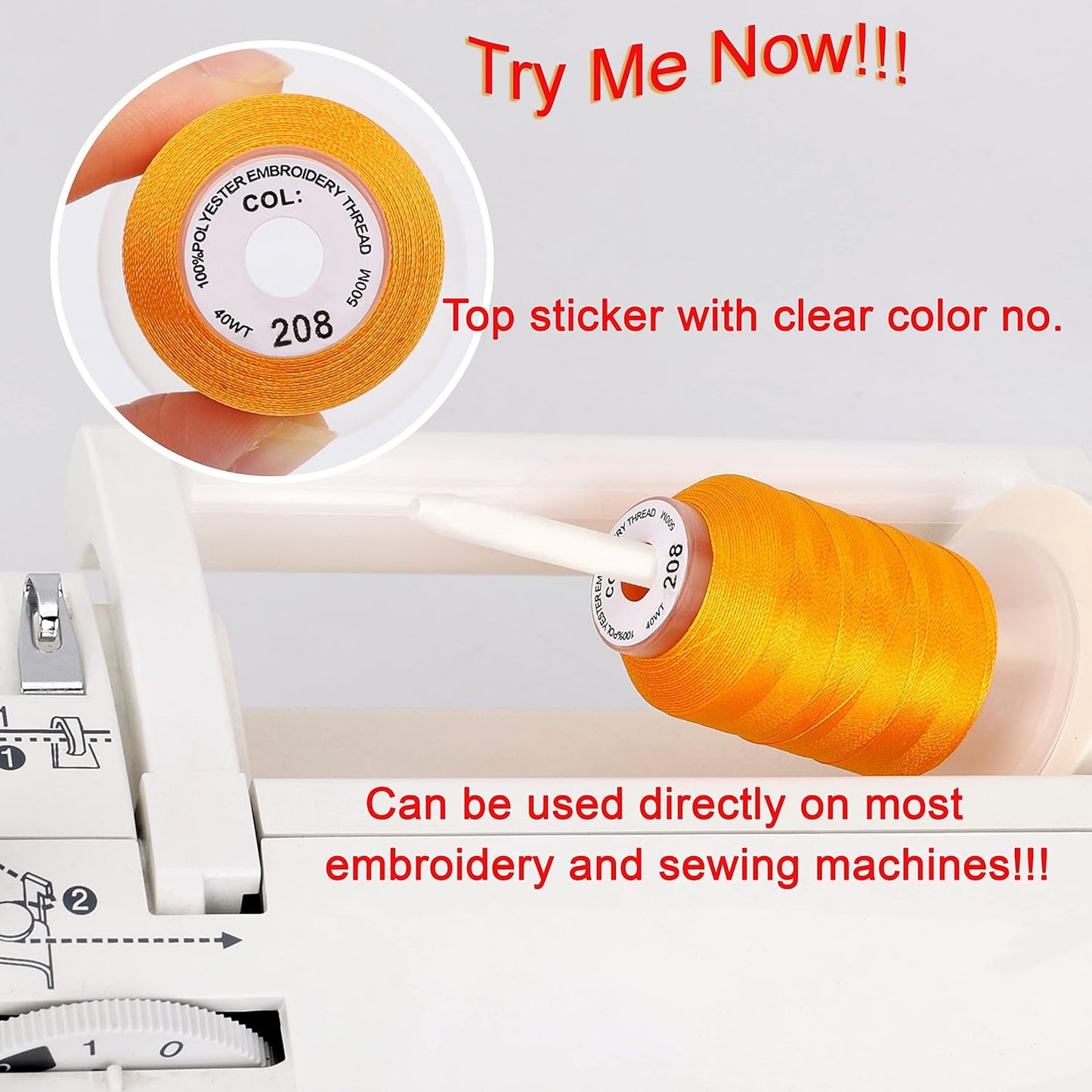 New brothread 63 Colors Compatible with Brother Polyester Embroidery Machine Thread with Bonus of 10" x10yd Medium Weight Tearaway Embroidery Stabilizer