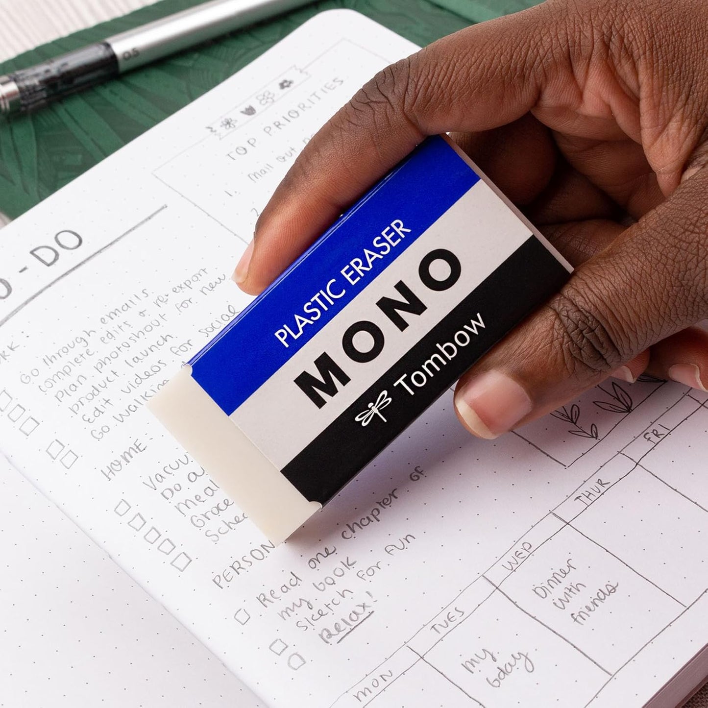 Tombow 57332 Mono Eraser, White, Jumbo, 1 Pack. Cleanly Removes Marks Without Damaging Paper