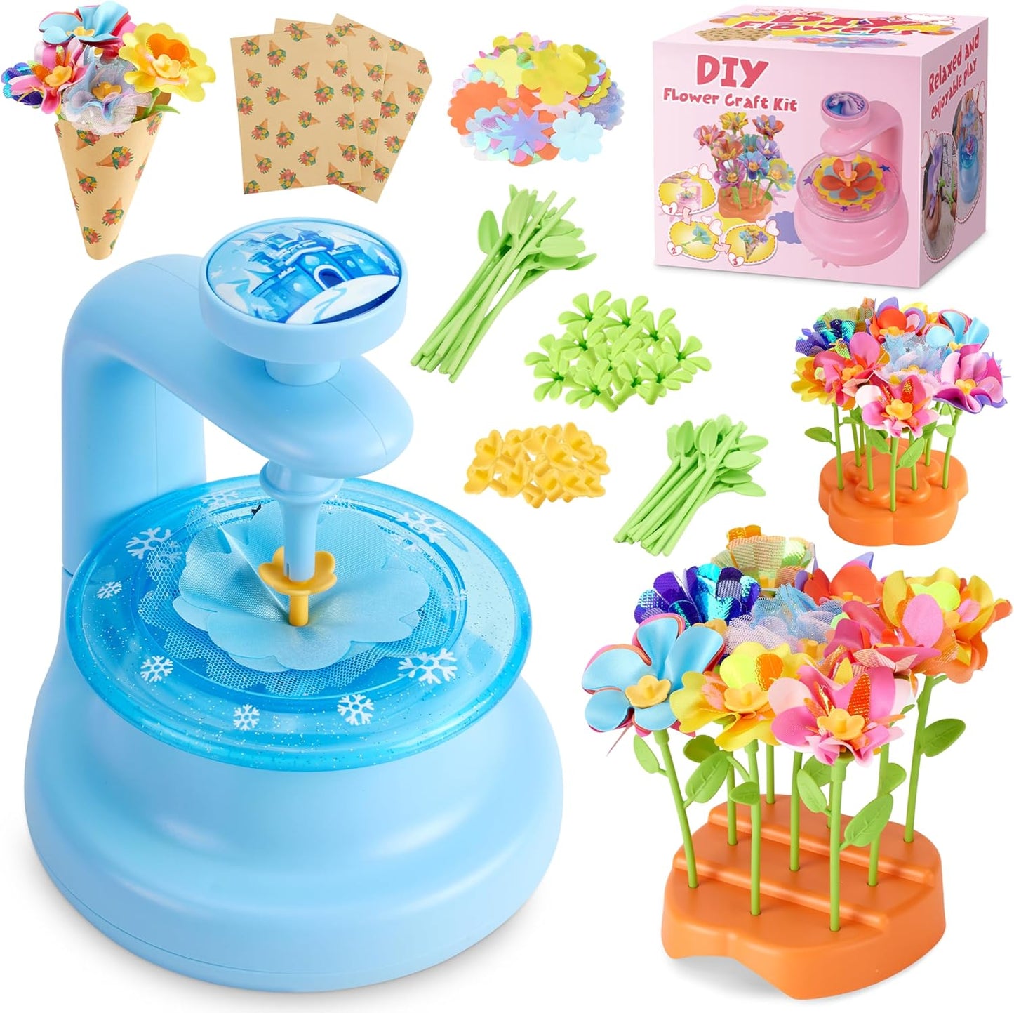 Hamdol DIY Flower Bouquet Kit for Boys and Girls Ages 4-8, Fabric Arts & Crafts Toy for Kids 5 6 7 8, Educational STEM Activity Set, Creative Gift Idea for Birthday, Christmas, or Holiday
