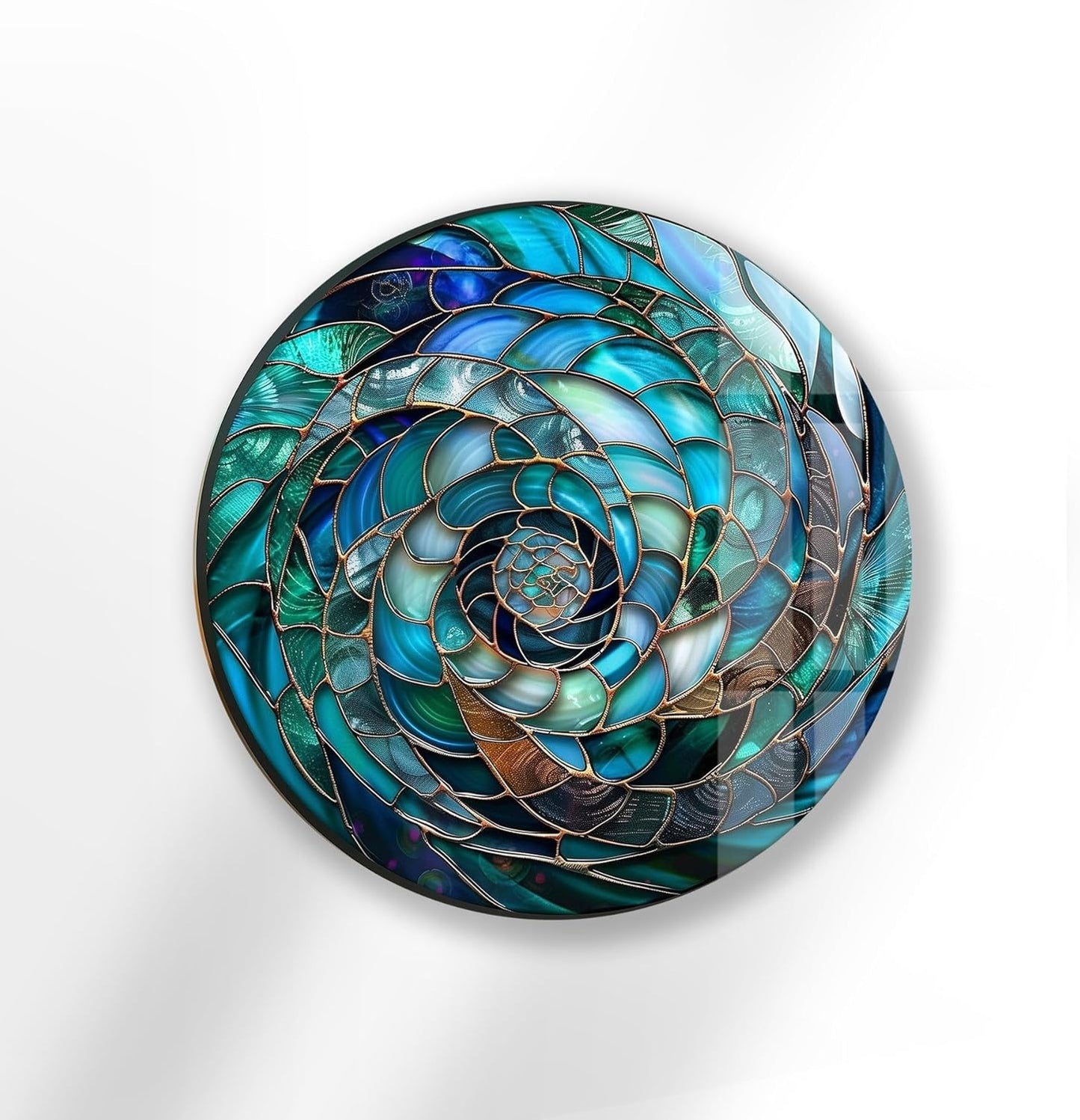 My Photostation.com 15.8''(40cm) Diameter Ocean Vortex Spiral Round Glass Wall Art Tempered Glass Printing Wall Decor Large Wall Art Wall Hangings