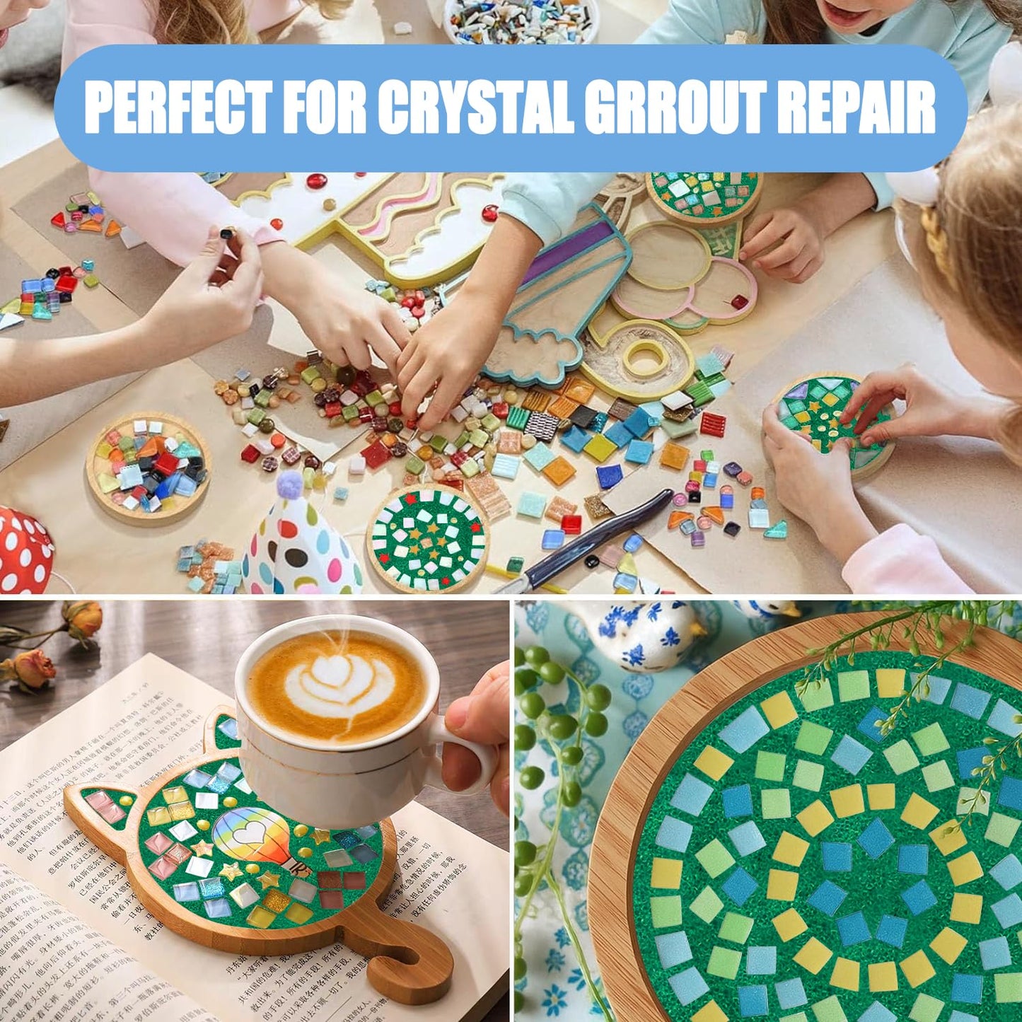 Mosaic Crystal Grout, Mosaics Tile Tools, Mosaic Tile Accessories – Essential for Handmade Grouting and Perfect for DIY Craft Projects (Green, 4.5oz)