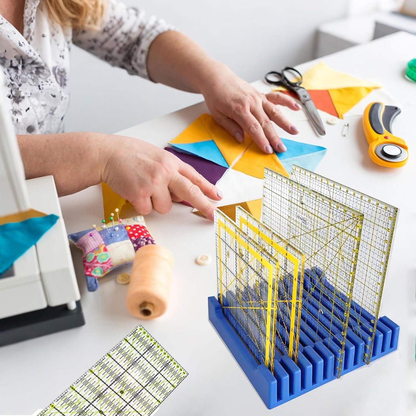 Storage Rack for Quilting Rulers, 12 Slot Ruler Holder Organizer and Storage (1-Pack)