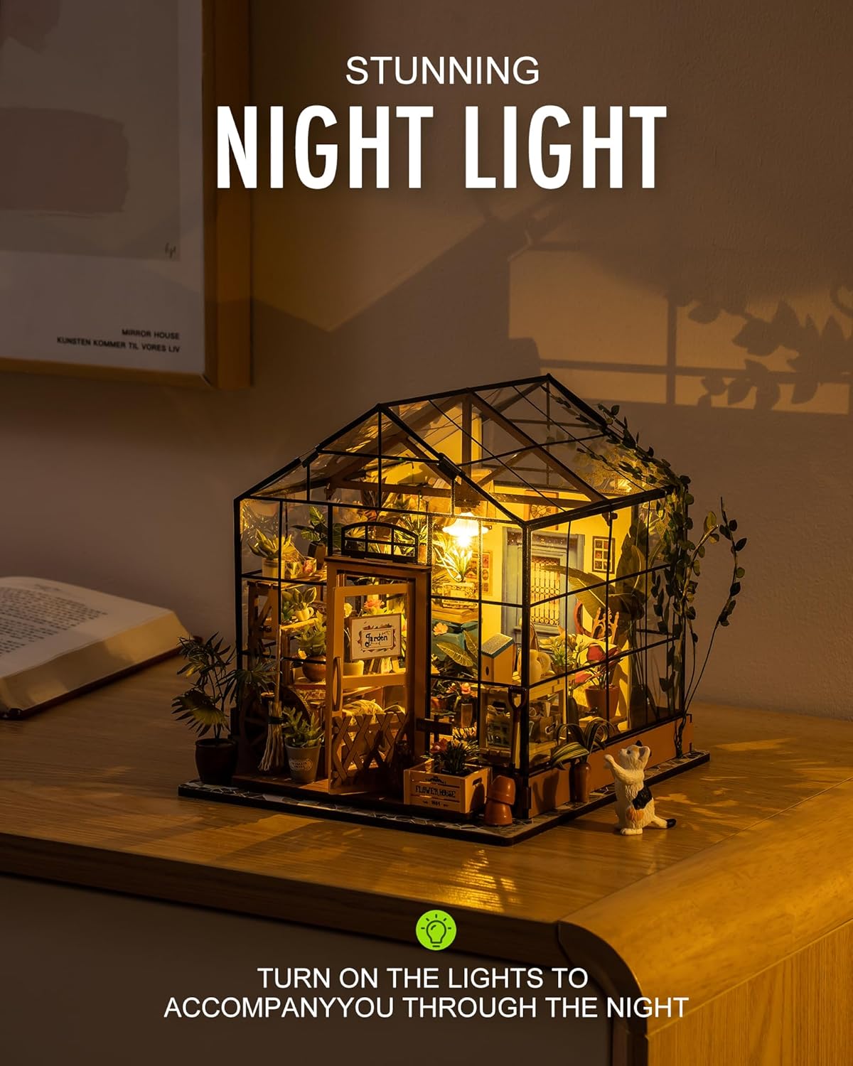 Rolife DIY Miniature Greenhouse Kit, Tiny/Mini House Making Kit with Furniture for Adults, Furniture, Halloween/Christmas Decorations, Gifts for Family and Friends (Cathy's Greenhouse)
