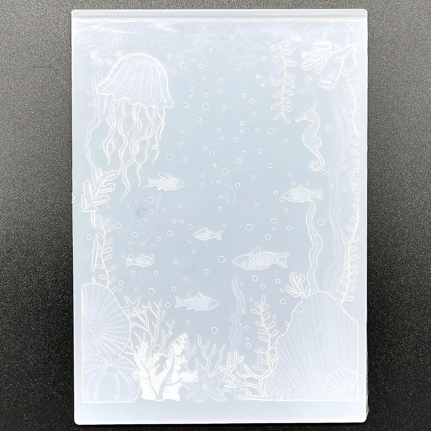 NZJ 3D Texured Sea Fish Jellyfish Plastic Embossing Folders for Card Making Scrapbooking and Other Paper Crafts