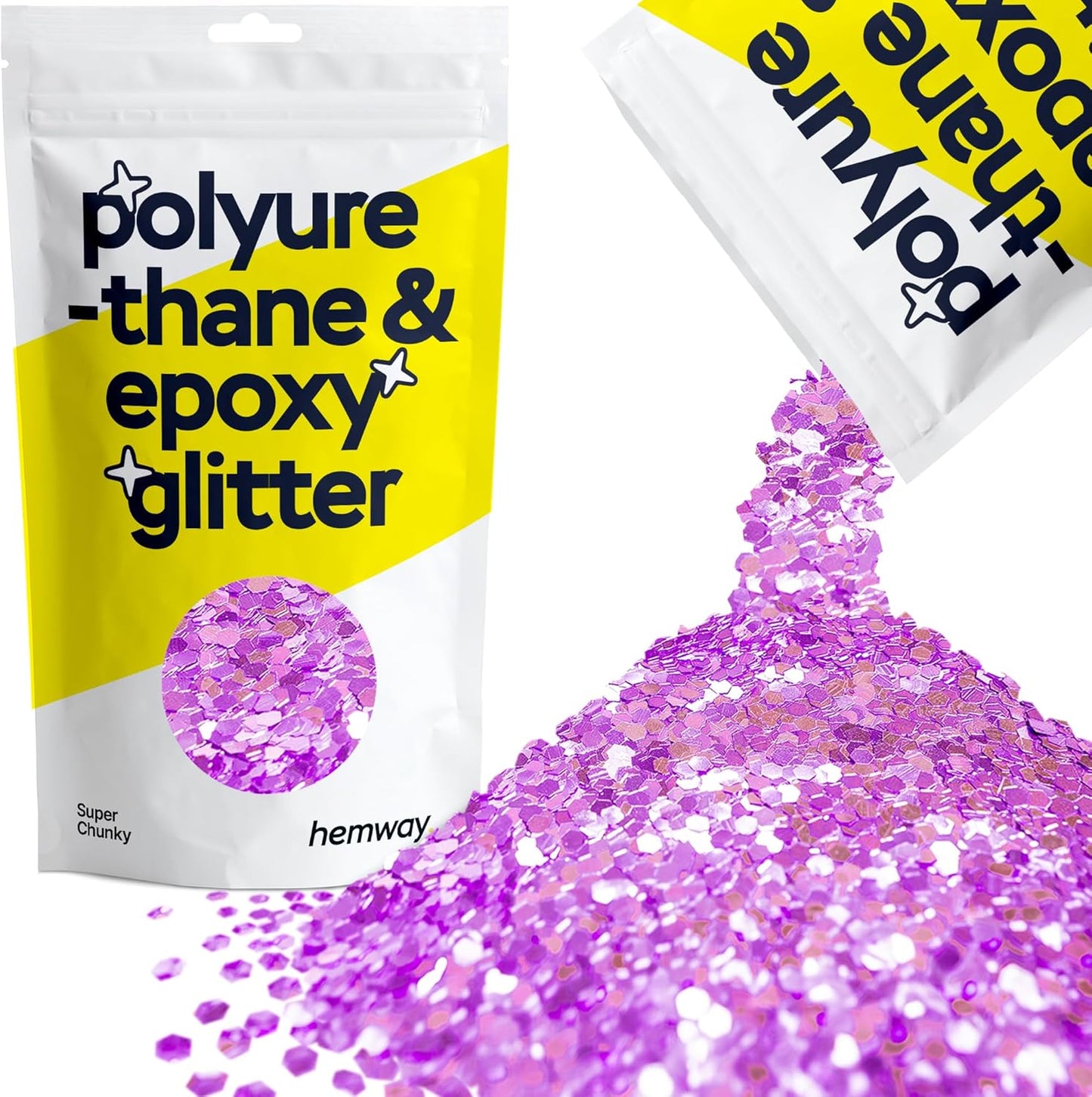 Hemway Glitter for Resin 100g Lavender Purple Metallic Crystals for Epoxy Craft Super Chunky Flakes Tumblers Wax Melt