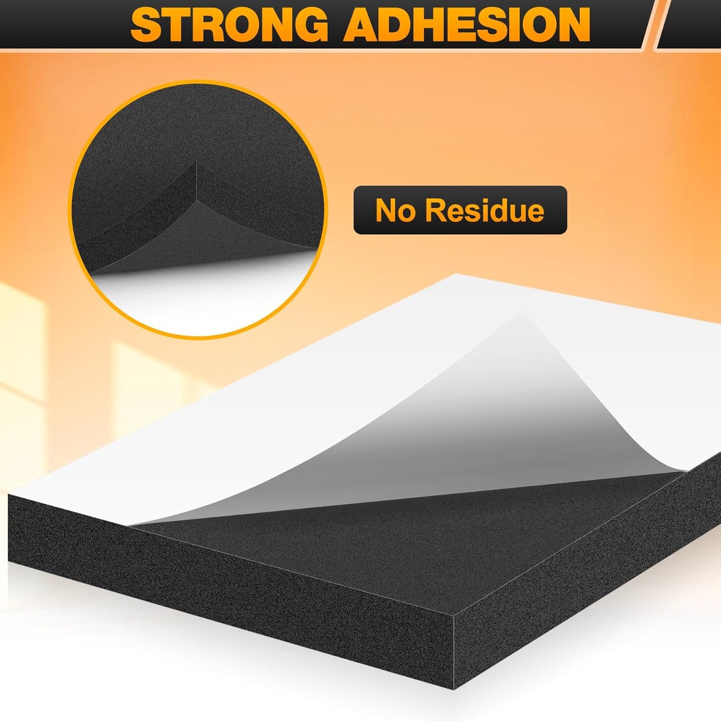 MYFAMIREA 8 PCS Adhesive Foam Padding Sheets Closed Cell Self Adhesive Sticky Foam Pads, 1/2" Thick 6'' x 6'' Neoprene Rubber Sheets Non-Slip Insulation Pads Vibration for Furniture Crafts Cars, Black