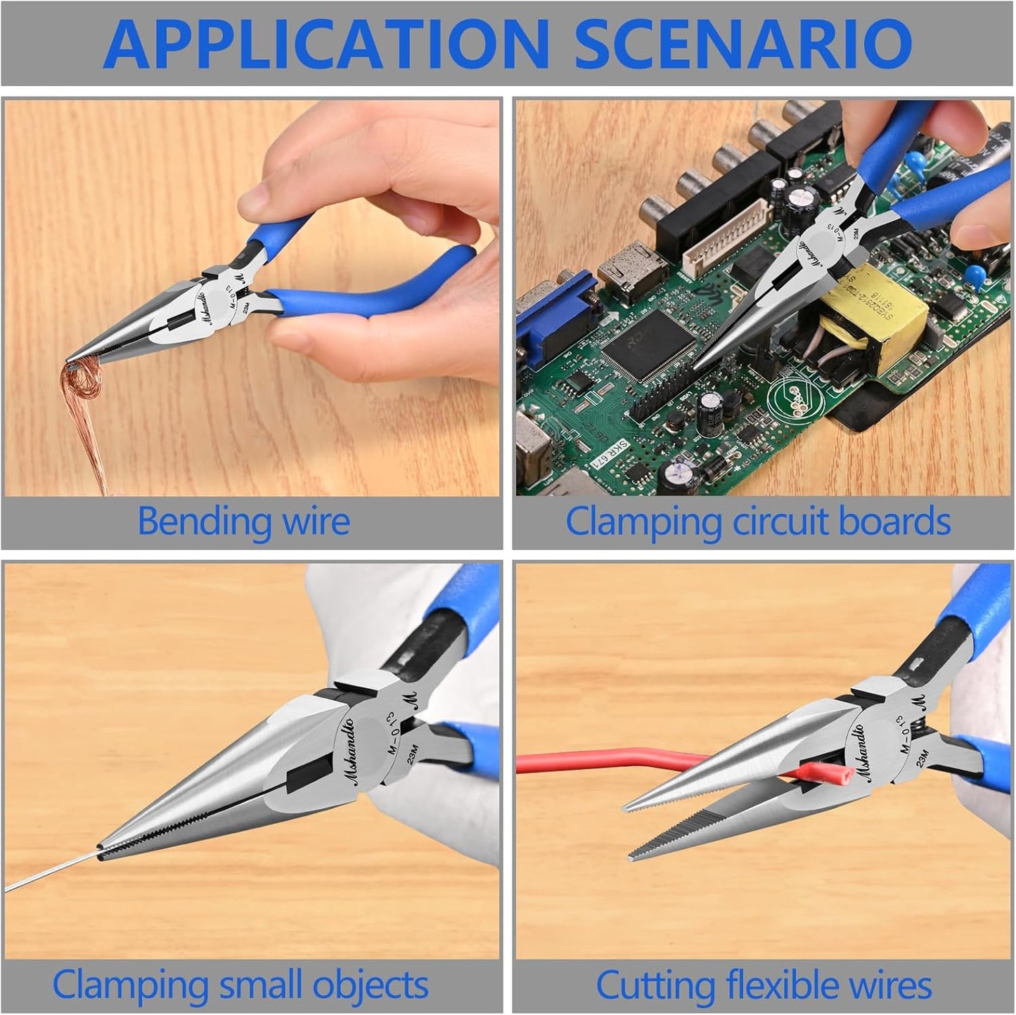 Needle Nose Pliers Set, 5" Long Nose Pliers for Wire Bending, 2 Pack High Carbon Steel Nose Cutters, Serrated Jaw Plier for Jewelry Making, Electronics Repair, Object Grasping, Craft Making