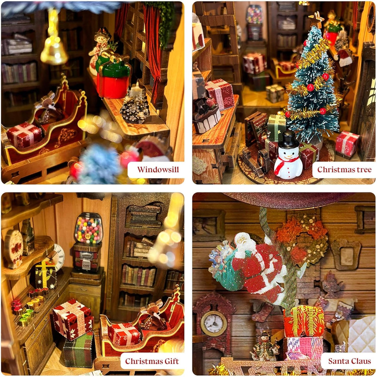 Miniature Book Nook Kit Christmas Book Nooks for Adults, Christmas Tiny House Book Nook Winter Christmas Kit, DIY 3D Puzzle Christmas House (Jingle Cabin)
