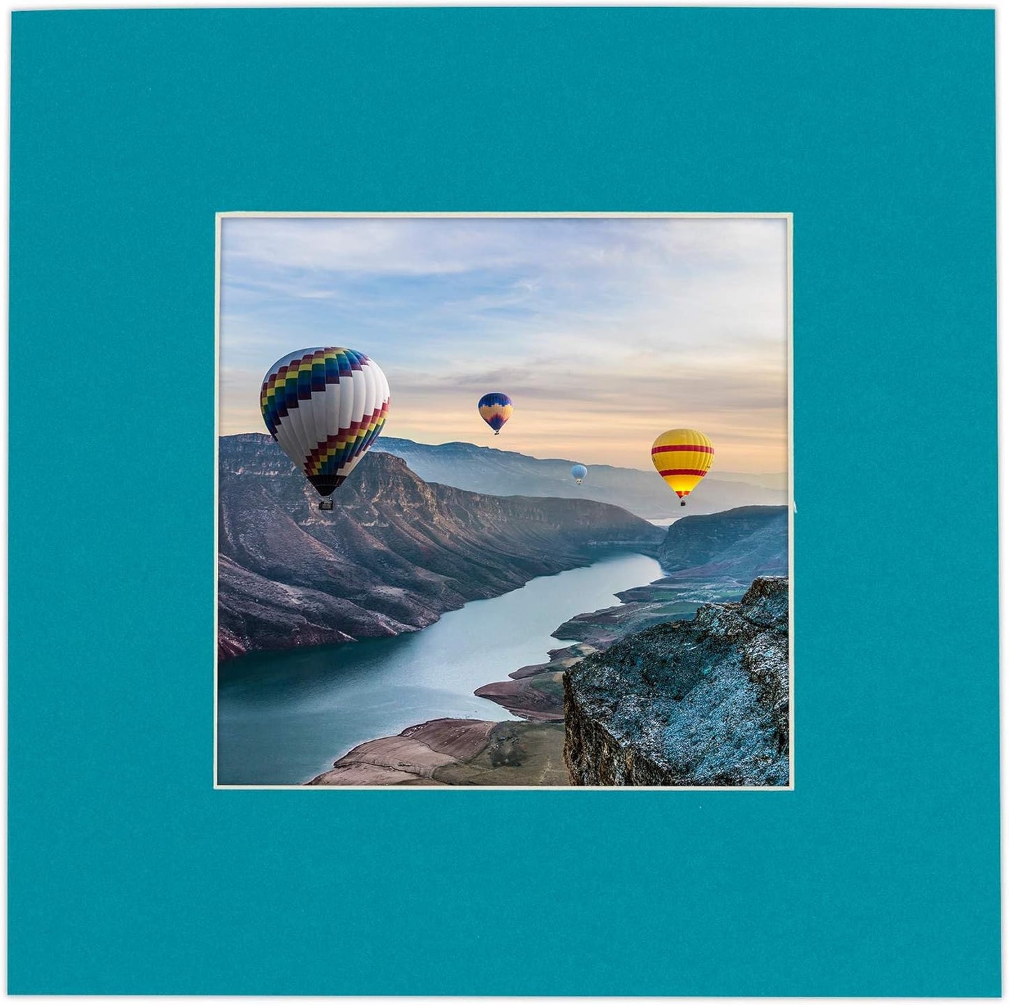Pack of 25 Acid Free 8x10 Mats Bevel Cut for 5.5x8.5 Photos - Teal Blue Precut Matboards With Backing Boards and Clear Photo Mat Bags For Pictures, Photos, Framing - 4-ply Thickness