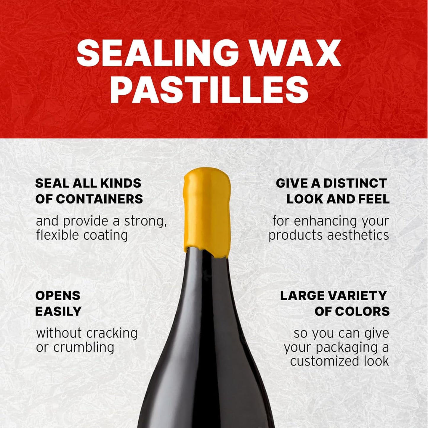 Blended Waxes, Inc. Bottle Sealing Wax Beads, Premium Pastille Wax Seal Beads For Wine, Beer, and Liquor Bottle Closure, Seals Between 25-30 Bottles, 1 lb, Bright Yellow