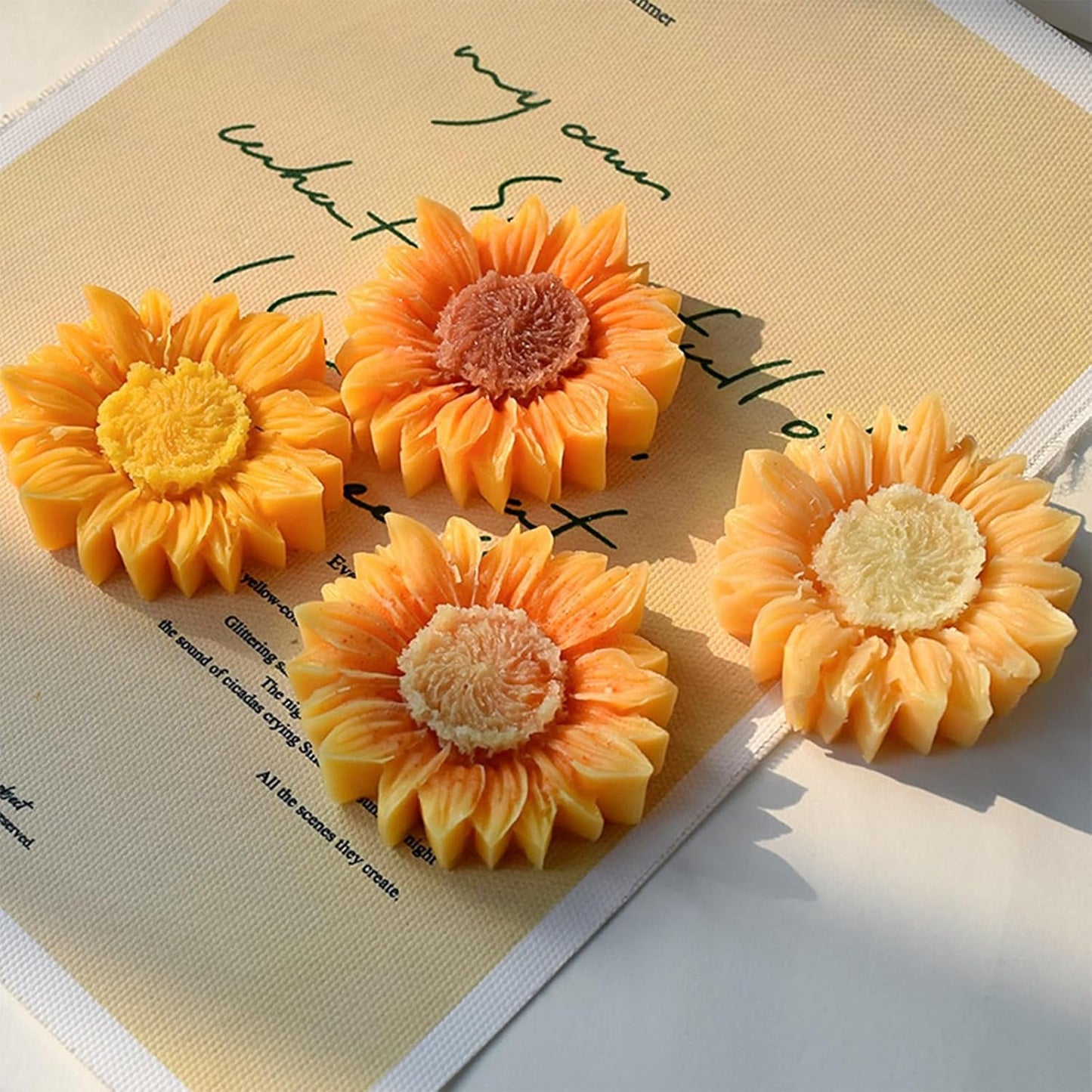 Wehous 2PCS Sunflower Candle Mold Unique Flower Silicone Fondant Chocolate Cake Decor Molds 3D Floral Silicone Molds for Resin Candle Soap Wax Polymer Clay Concrete Art Craft Home Ornament
