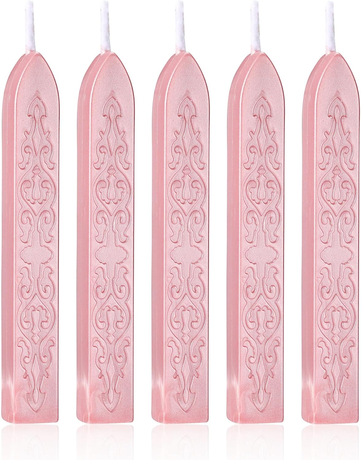 Yoption 5 Pcs Rose Gold Sealing Wax Sticks with Wicks for Wax Seal Stamp, Wedding Invitations, Gift Wrapping, Christmas
