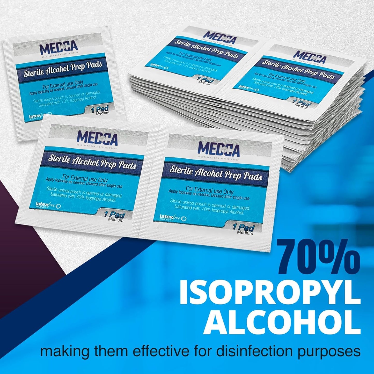 Alcohol Prep Pads - Box of 400, Saturated 70% Isopropyl Alcohol Wipes