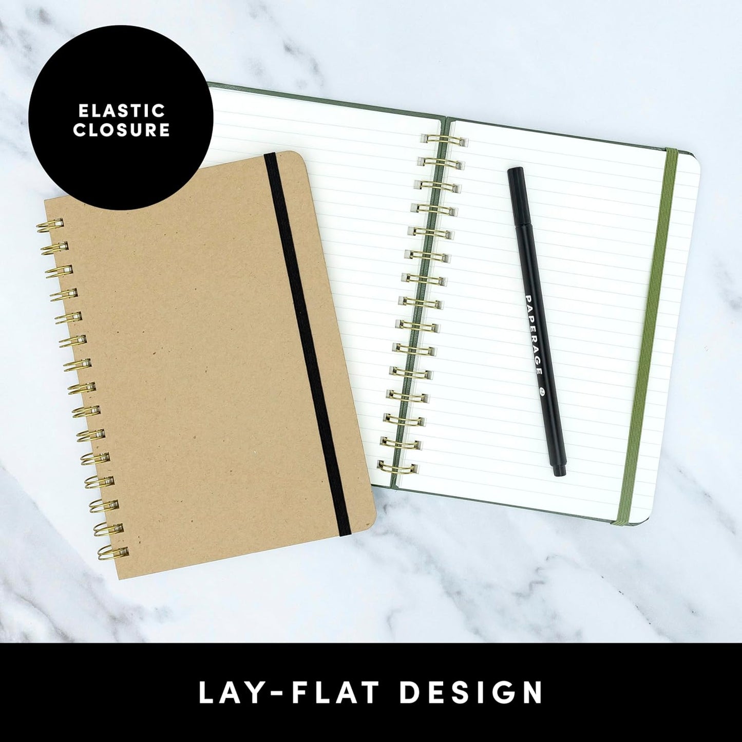 PAPERAGE Lined Spiral Journal Notebook, (Flower Daze), 160 Pages, Hardcover Journal for Women & Men, Medium 5.5 in x 8 in - 100 GSM, Thick Paper, Spiral Notebook for Work, School & Journaling