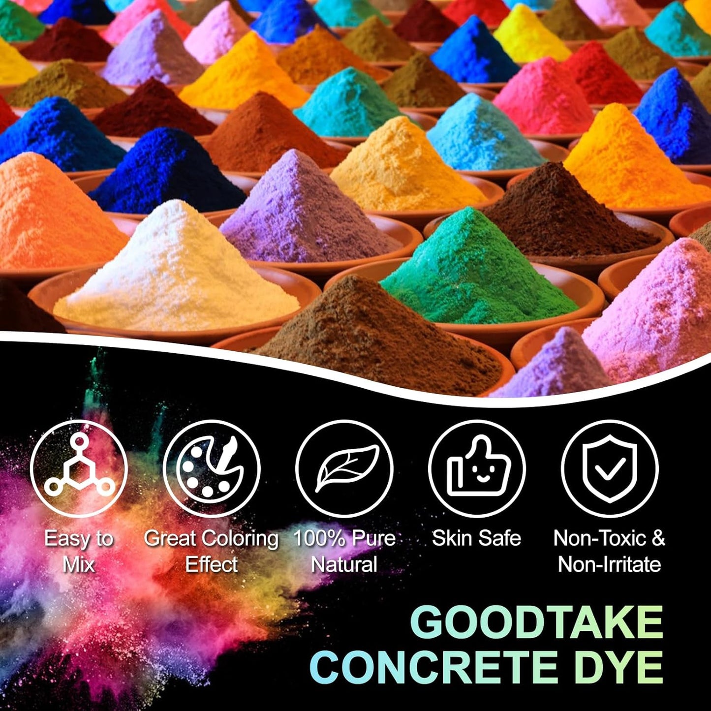 GOODTAKE Concrete Pigment, Wine Red Iron Oxide Pigment Powder, Concrete Cement Dye Color Pigment for Pastel, Tile, Paint, Mortar, Clay, Lime, Grout, Bath Bombs Coloring (Wine Red, 2 Pounds)