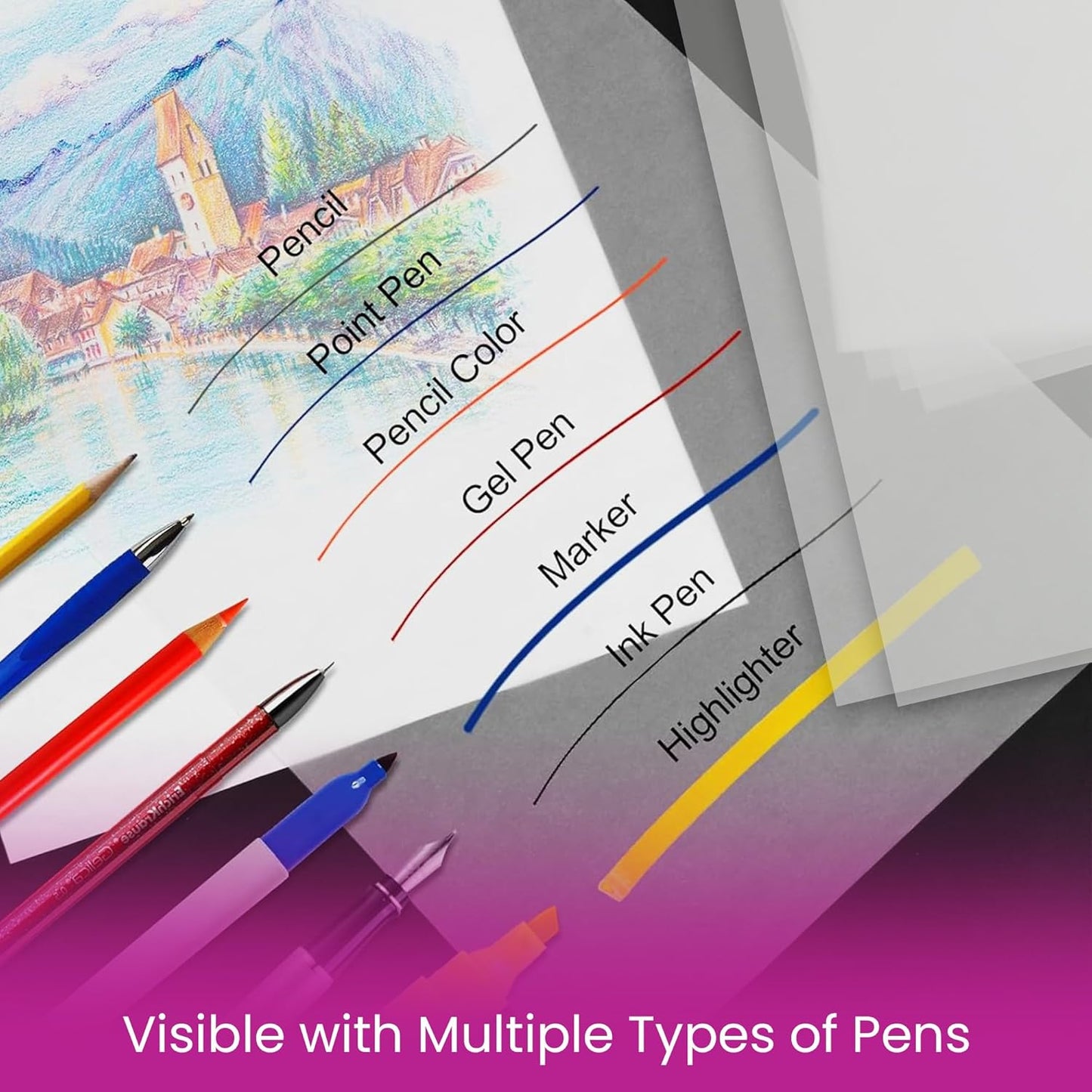 Tracing Paper 9 x 12 Inch - 75 Sheets 41lb/63gsm Transparent Vellum Paper for Sketching, Preliminary Drawing, Drafting & Overlays - Premium Translucent Tracing Paper for Pencil, Marker and Ink
