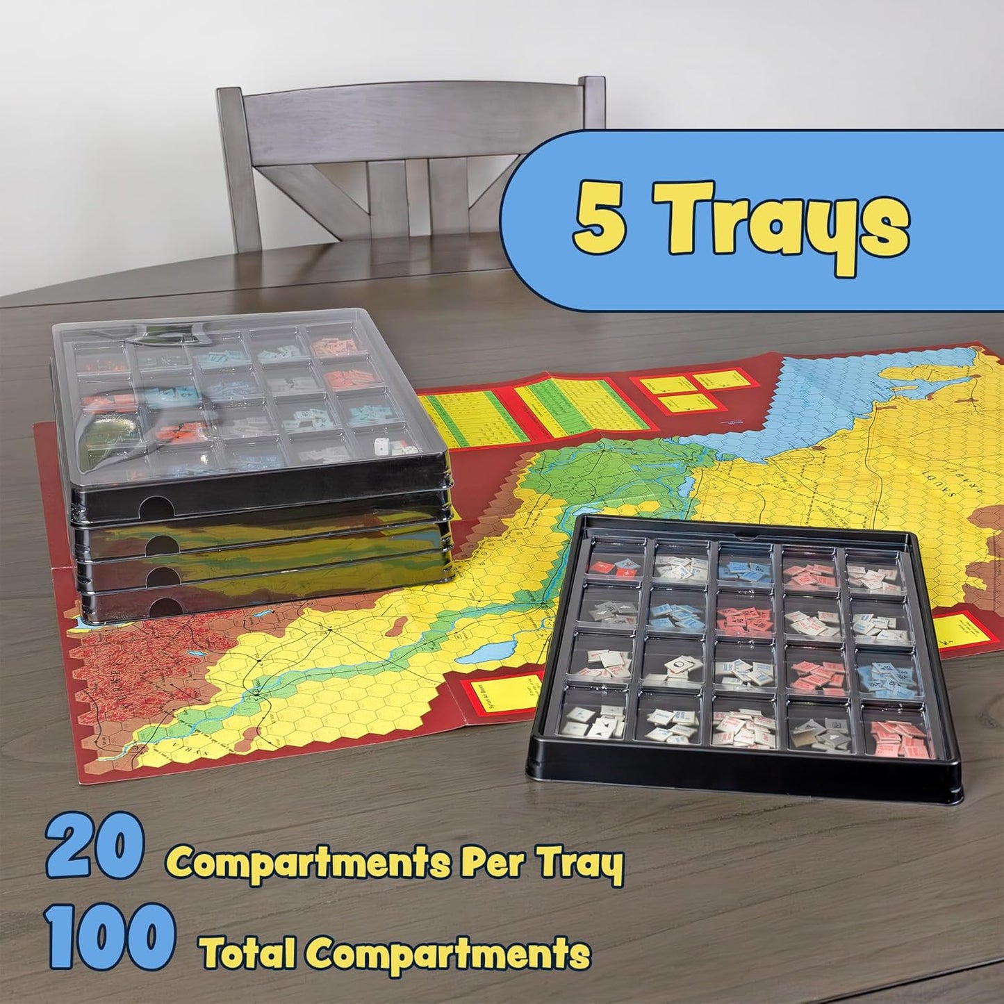 Toy Vault Wargaming Magazine Counter Trays (5-Pack); Flat Pack Tray Game Piece Storage